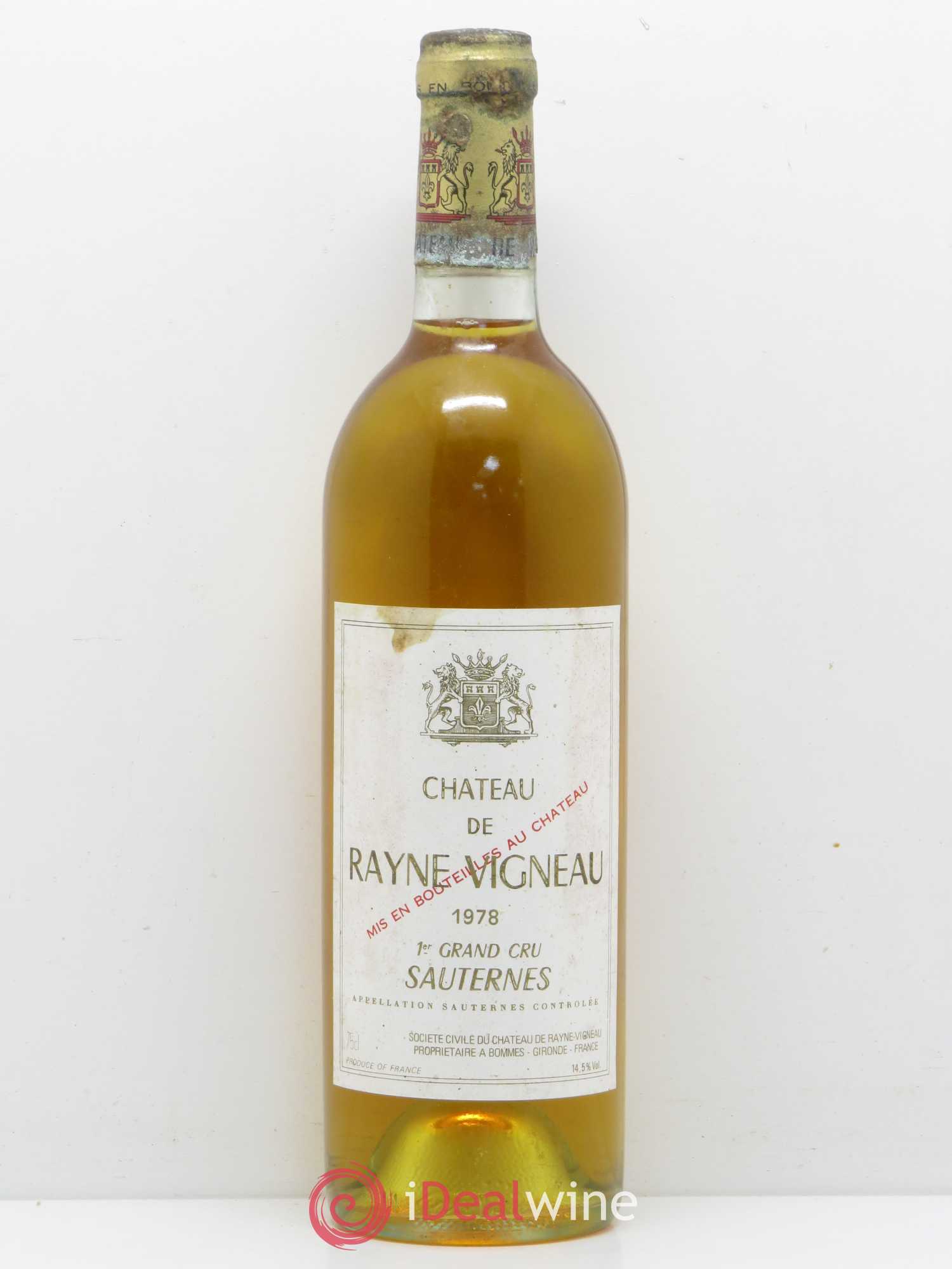 Château de Rayne Vigneau 1er Grand Cru Classé 1978 - Lotto di 1 bottiglia - 0
