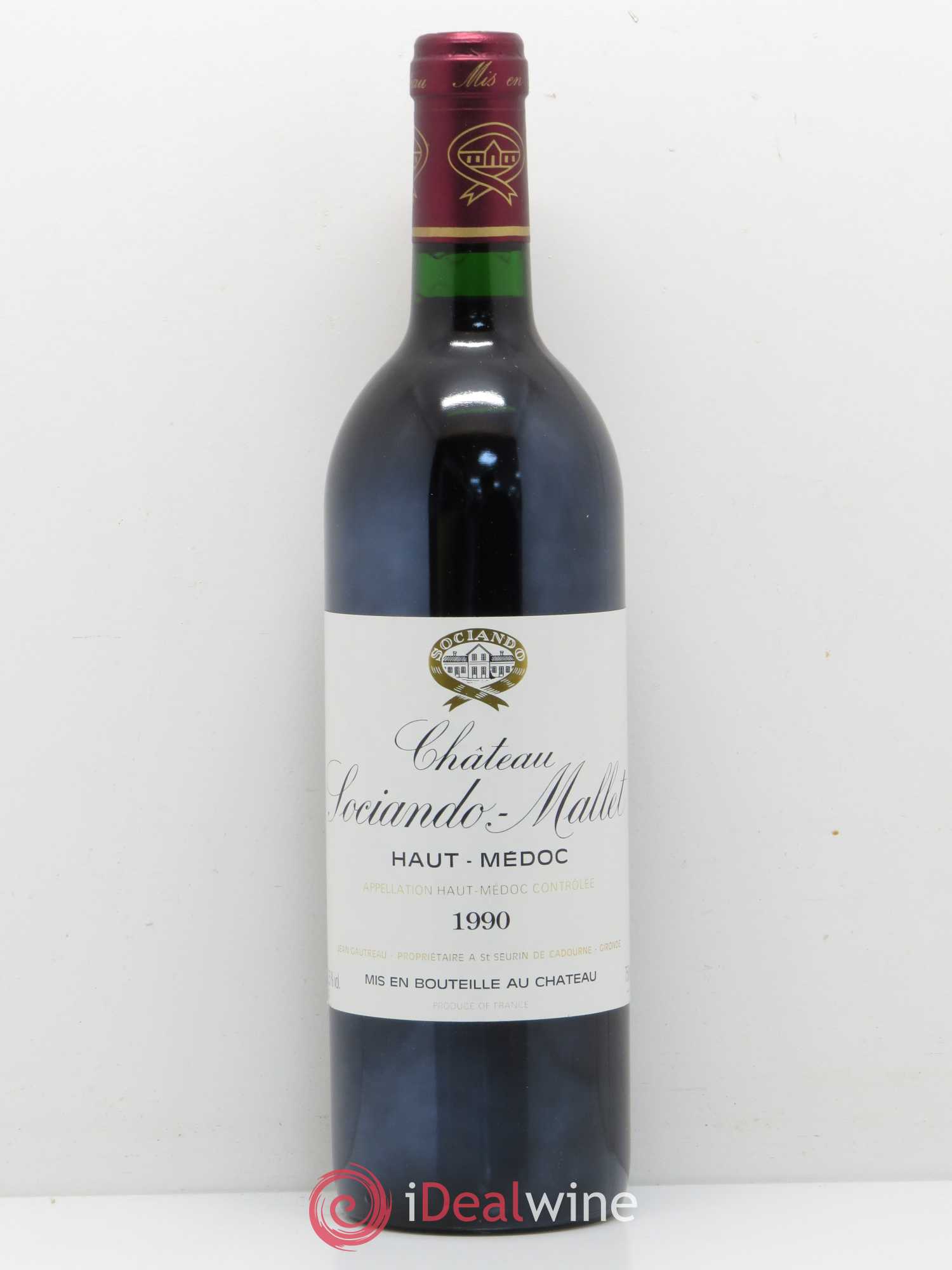 Château Sociando Mallet 1990 - Lot de 1 bouteille - 0