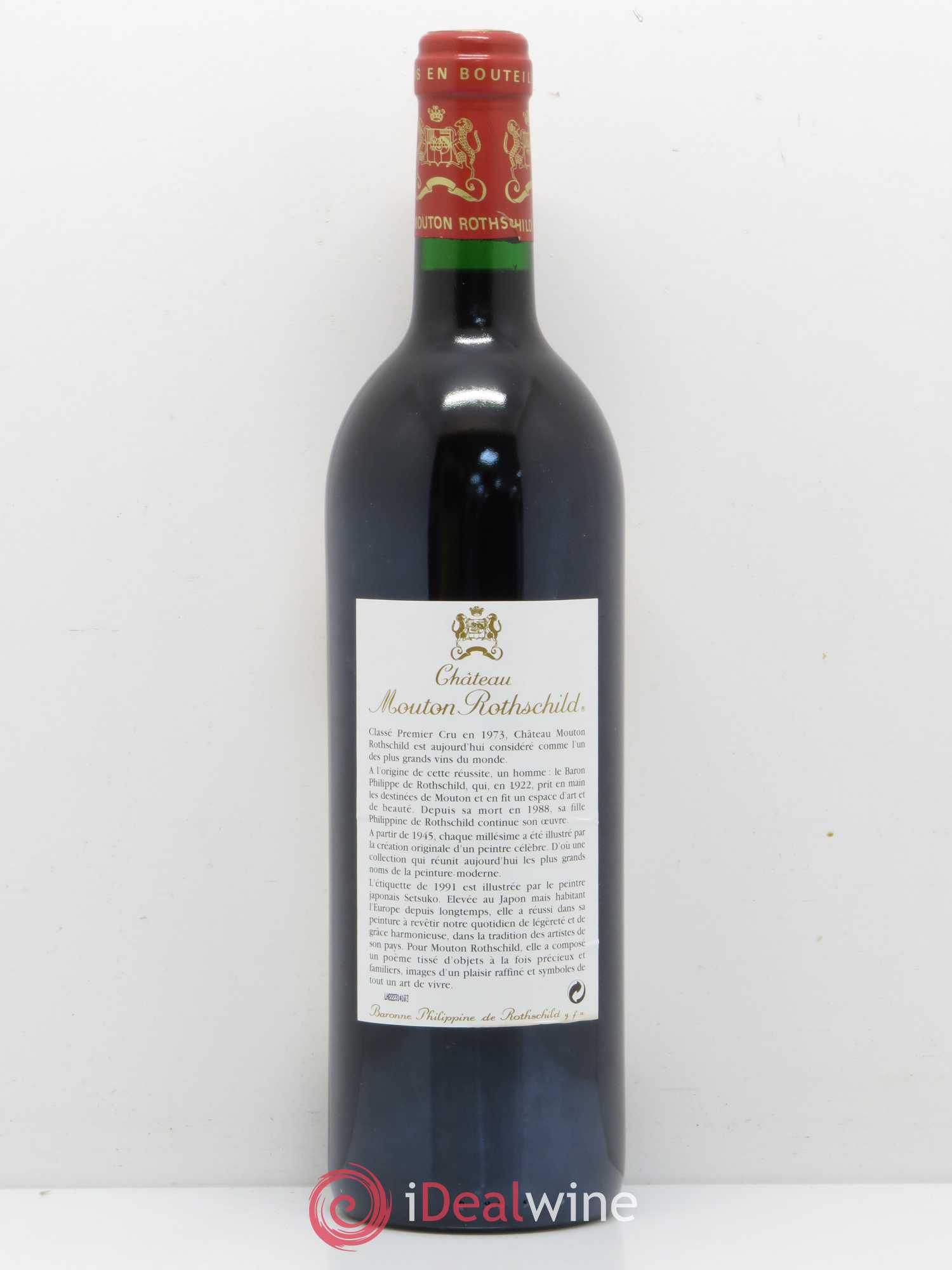 Château Mouton Rothschild 1er Grand Cru Classé 1991 - Lot de 1 bouteille - 1