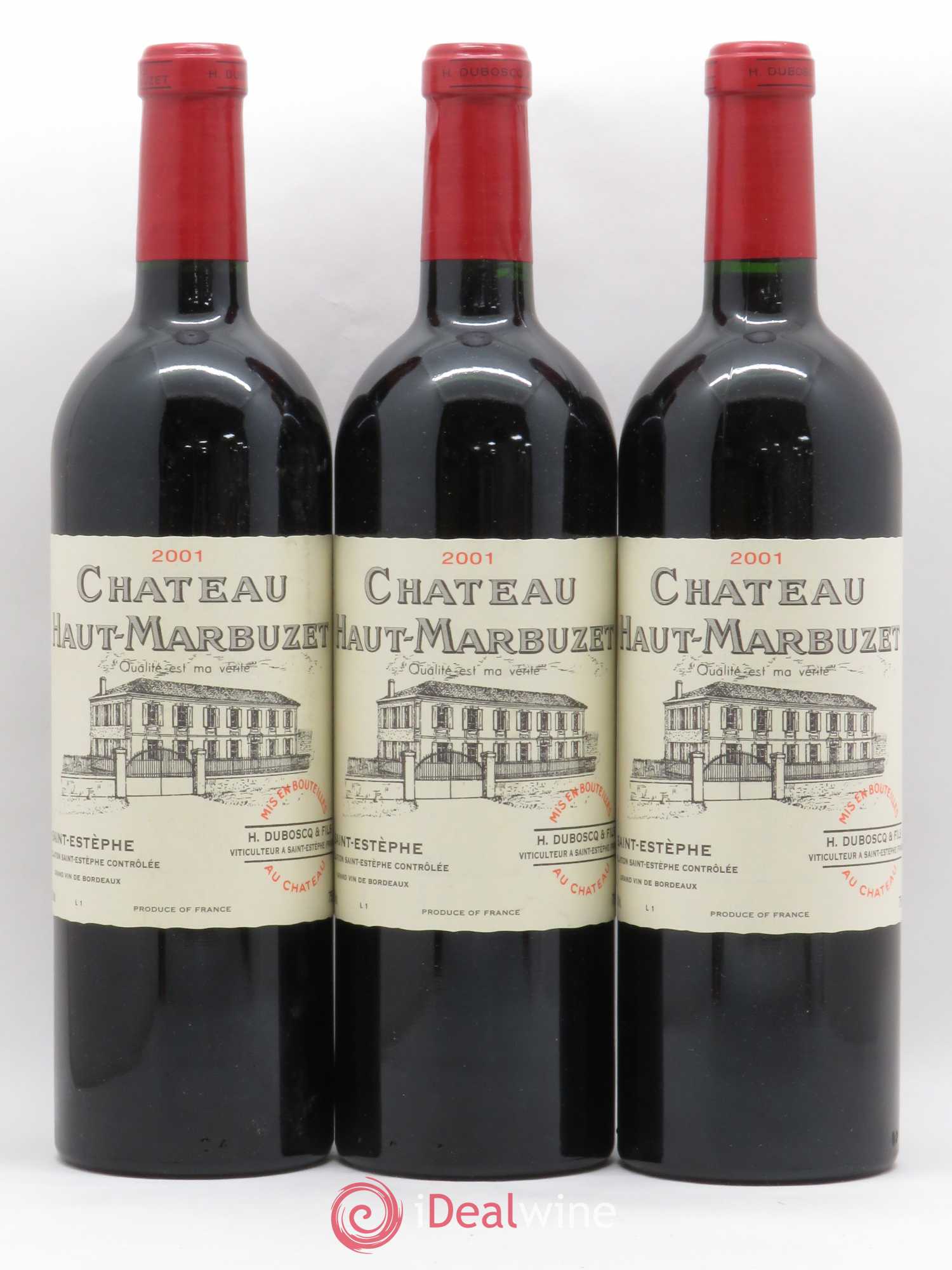 Château Haut Marbuzet 2001 - Lot de 3 bouteilles - 0