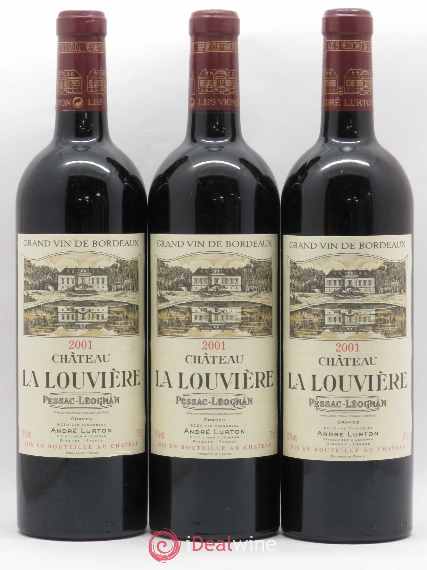 Château la Louvière 2001 - Lot de 3 bouteilles - 0