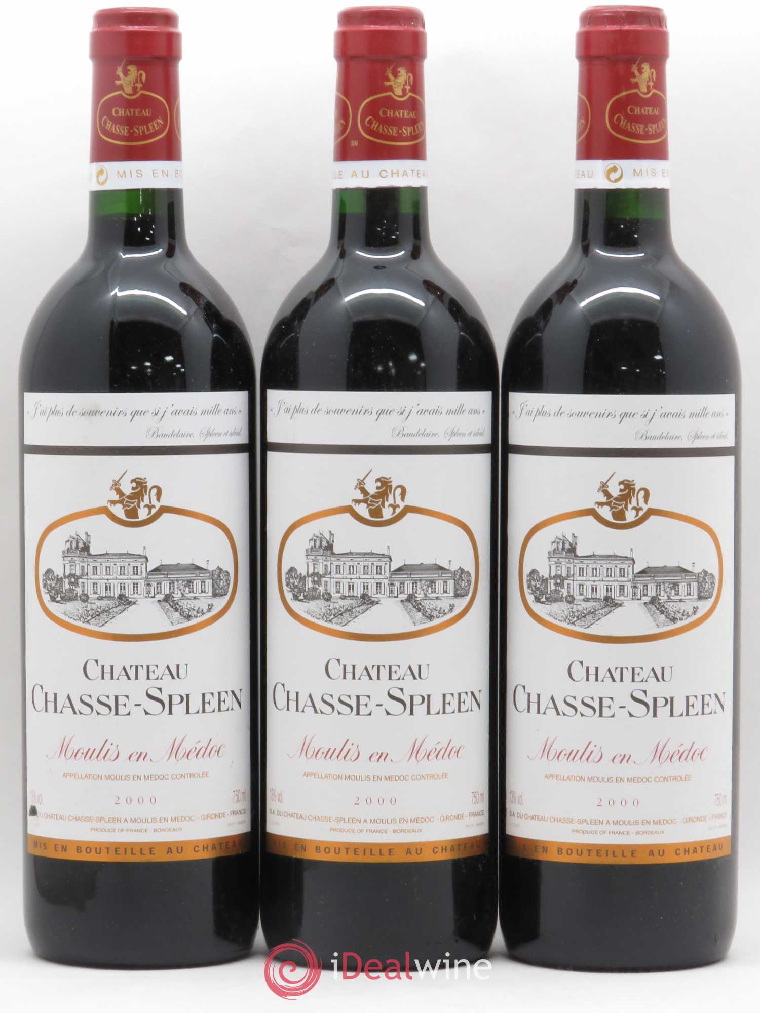 Château Chasse Spleen 2000 - Lot de 3 bouteilles - 0