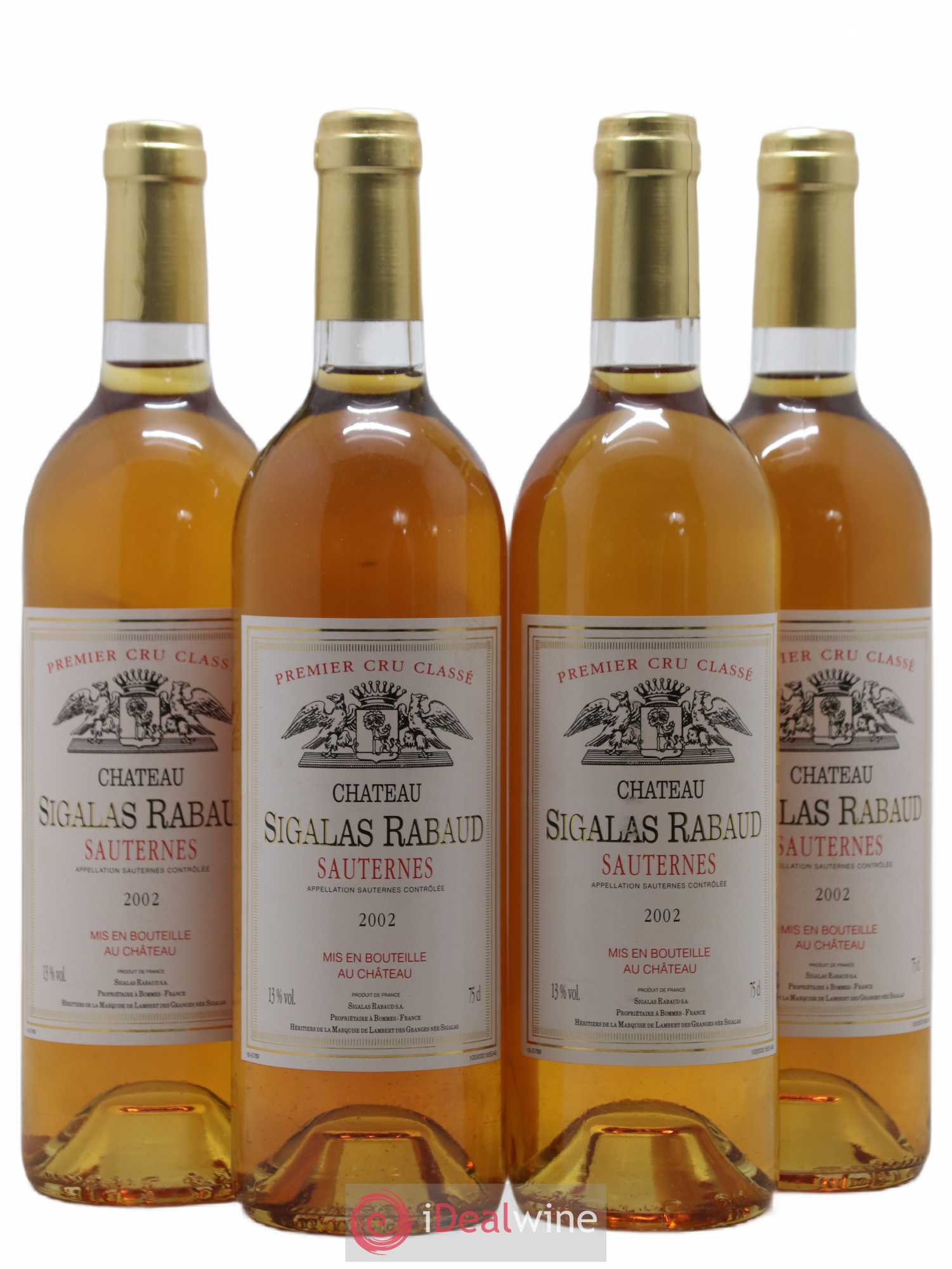 Château Sigalas Rabaud 1er Grand Cru Classé 2002 - Lotto di 4 bottiglie - 0