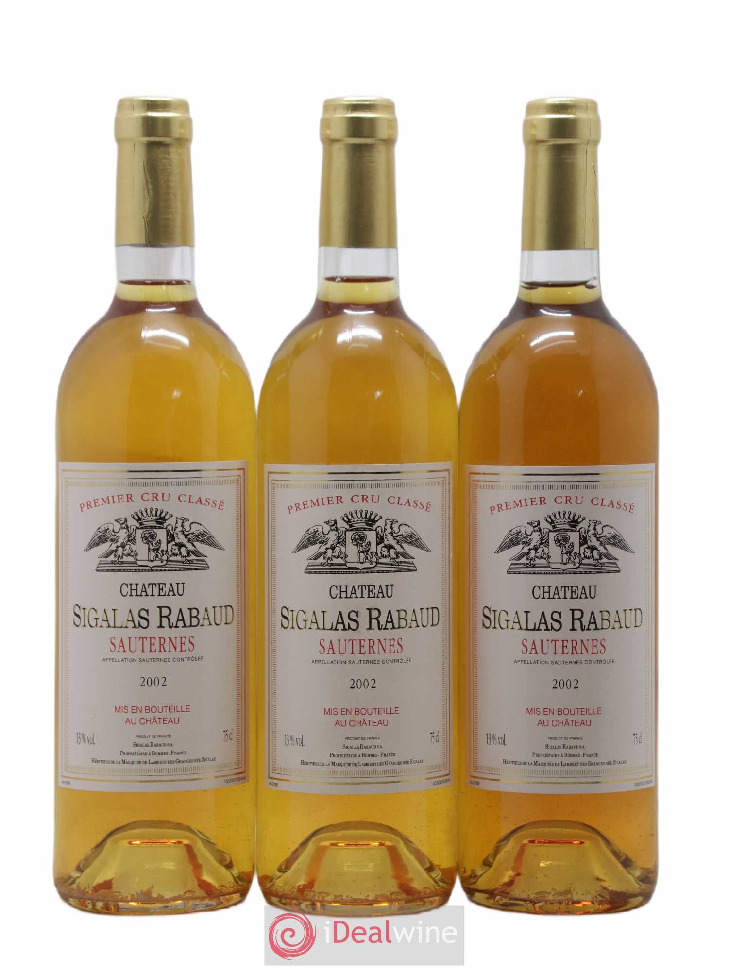 Château Sigalas Rabaud 1er Grand Cru Classé 2002 - Lotto di 3 bottiglie - 0