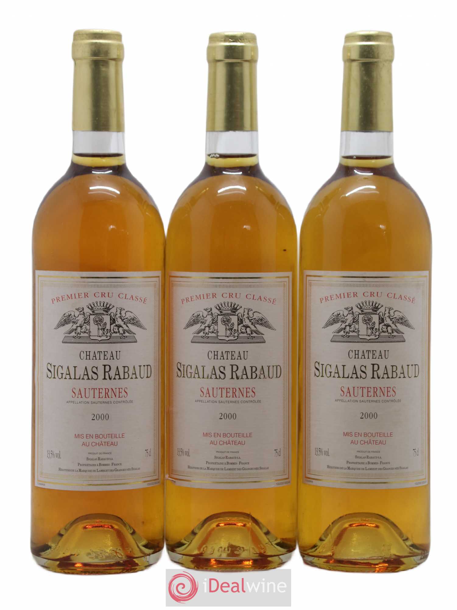 Château Sigalas Rabaud 1er Grand Cru Classé 2000 - Lotto di 3 bottiglie - 0