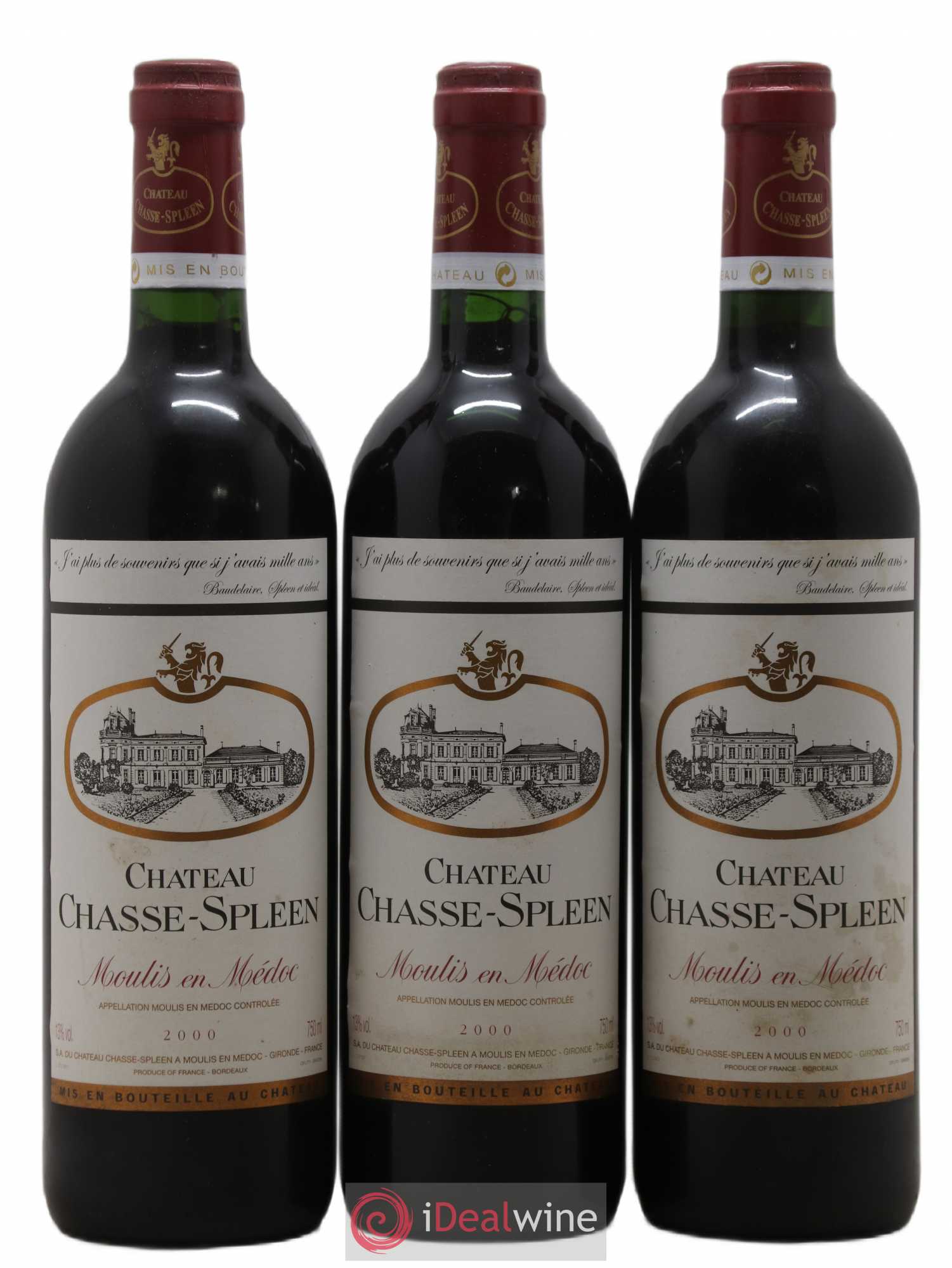 Château Chasse Spleen 2000 - Lot de 3 bouteilles - 0