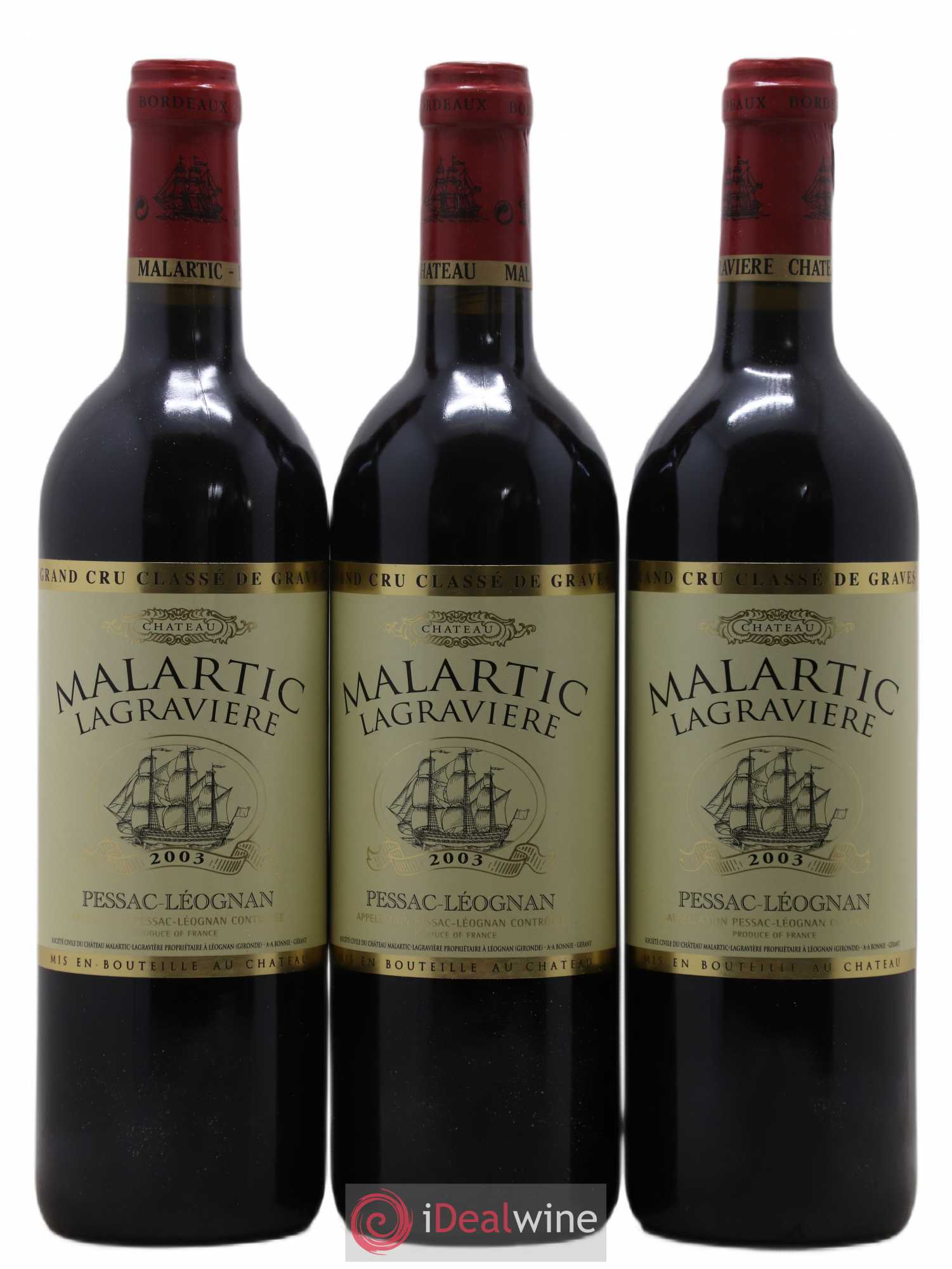 Château Malartic-Lagravière Cru Classé de Graves 2003 - Lot de 3 bouteilles - 0