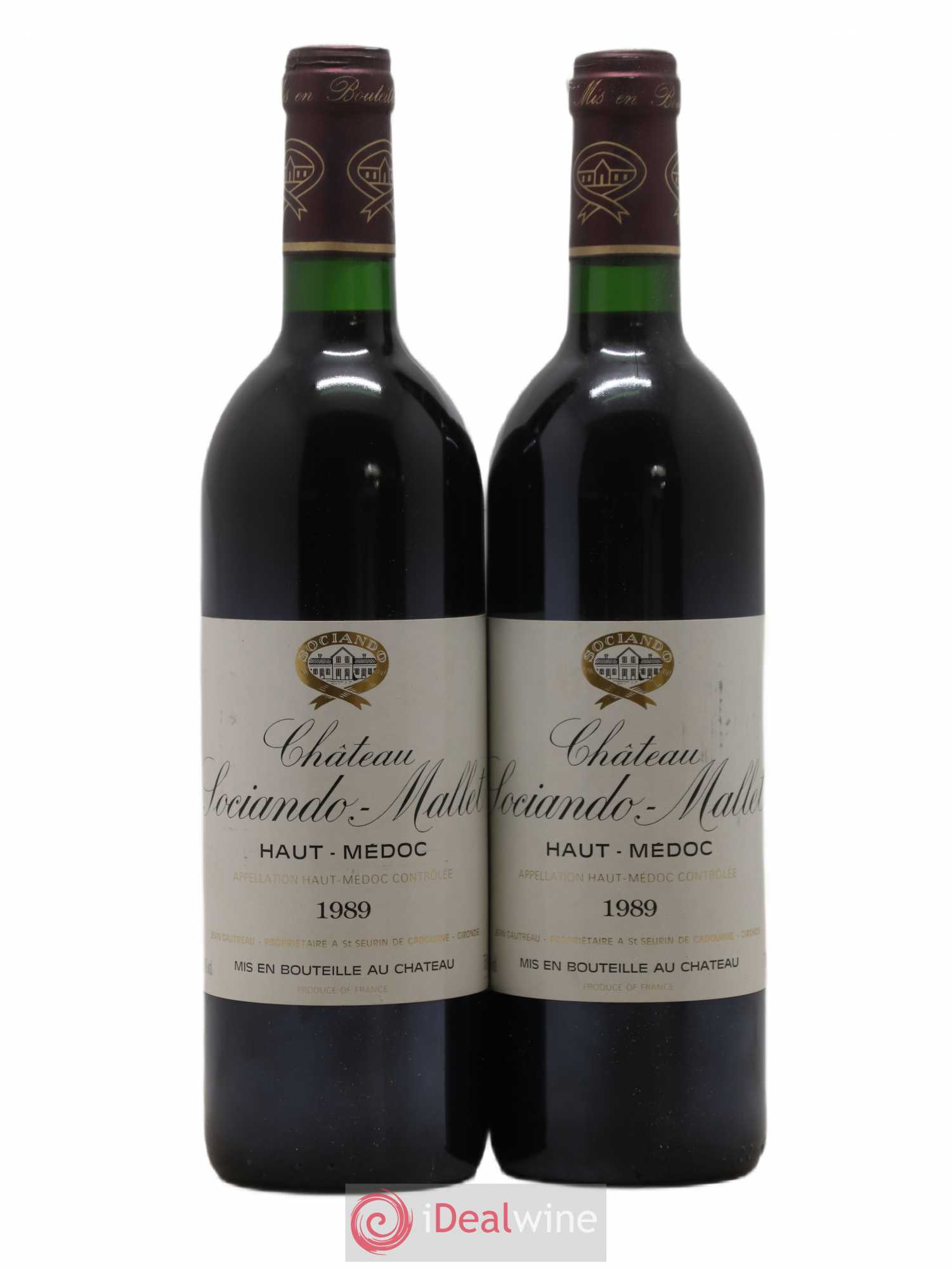 Château Sociando Mallet 1989 - Lot de 2 bouteilles - 0