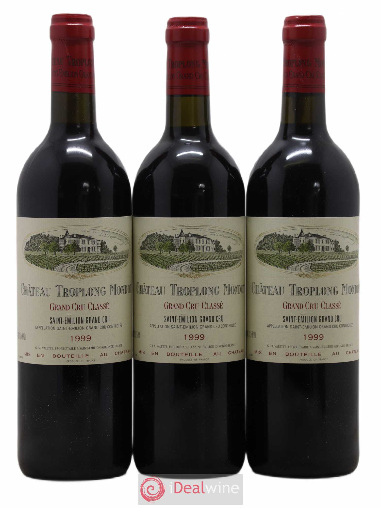 Château Troplong Mondot 1er Grand Cru Classé B 1999 - Lot de 3 bouteilles - 0