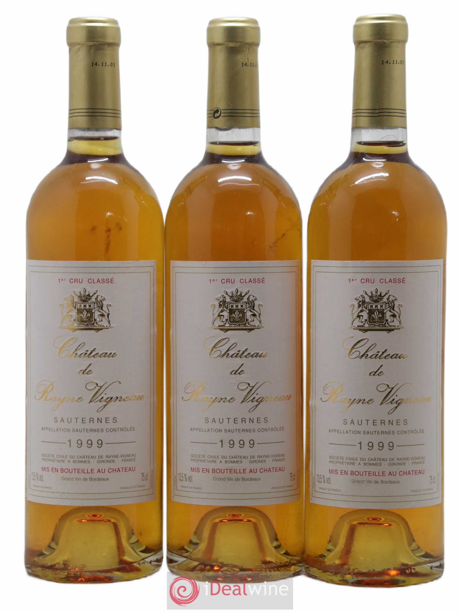 Château de Rayne Vigneau 1er Grand Cru Classé 1999 - Lotto di 3 bottiglie - 0