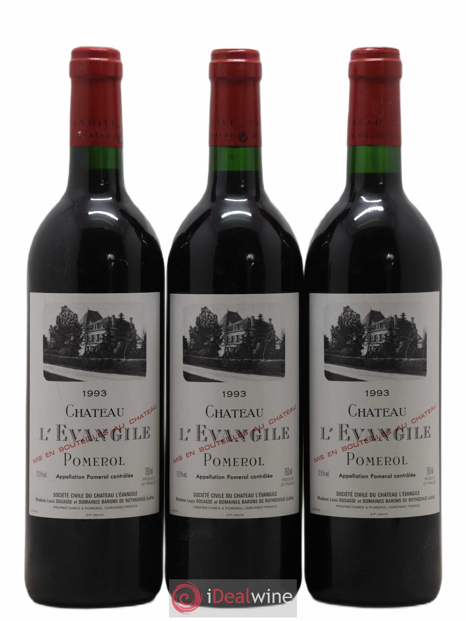 Château l' Évangile 1993 - Lot de 3 bouteilles - 0