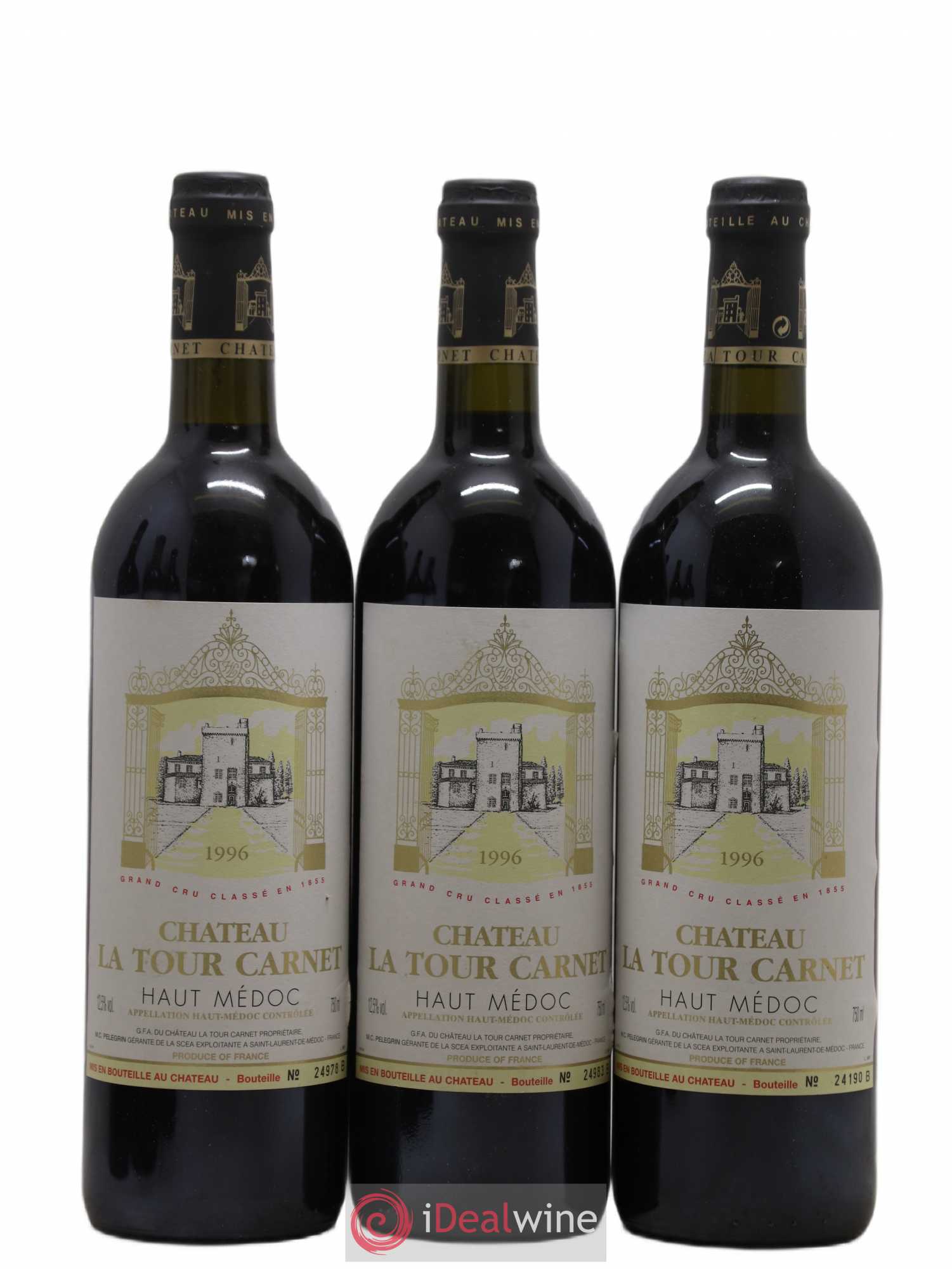 Château la Tour Carnet 4ème Grand Cru Classé 1996 - Lot de 6 bouteilles - 1