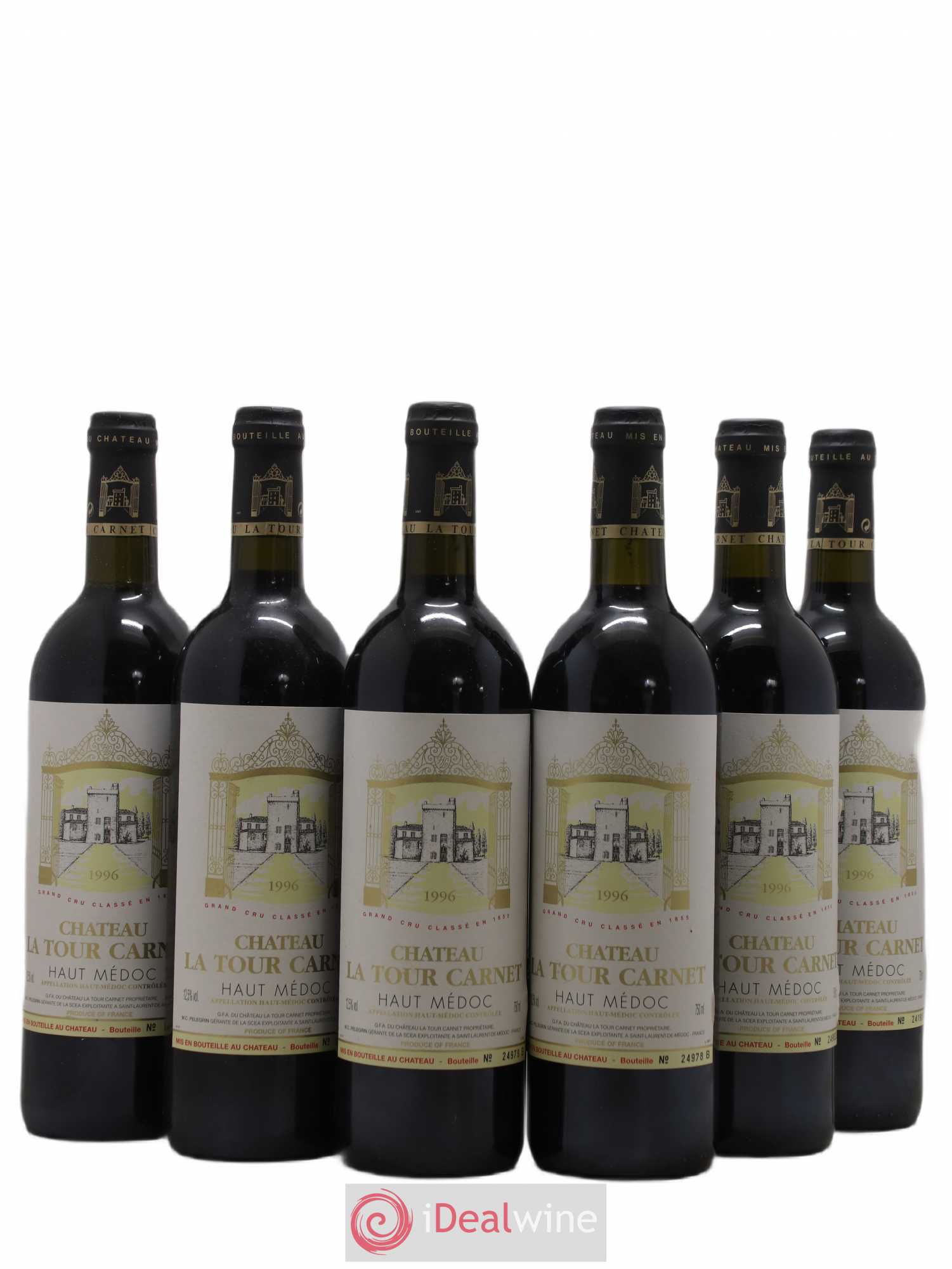 Château la Tour Carnet 4ème Grand Cru Classé 1996 - Lot de 6 bouteilles - 0