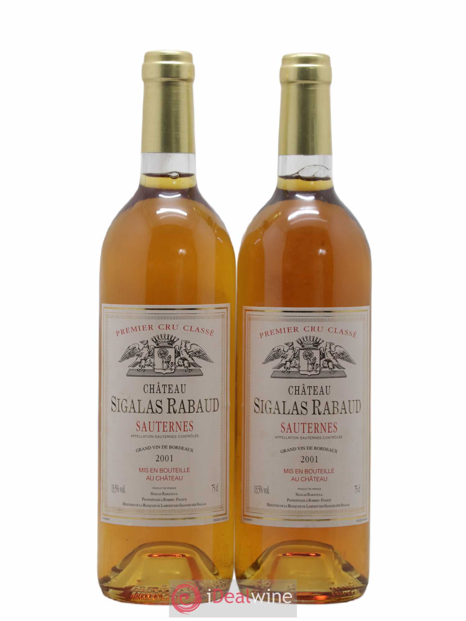 Château Sigalas Rabaud 1er Grand Cru Classé 2001 - Lotto di 3 bottiglie - 0