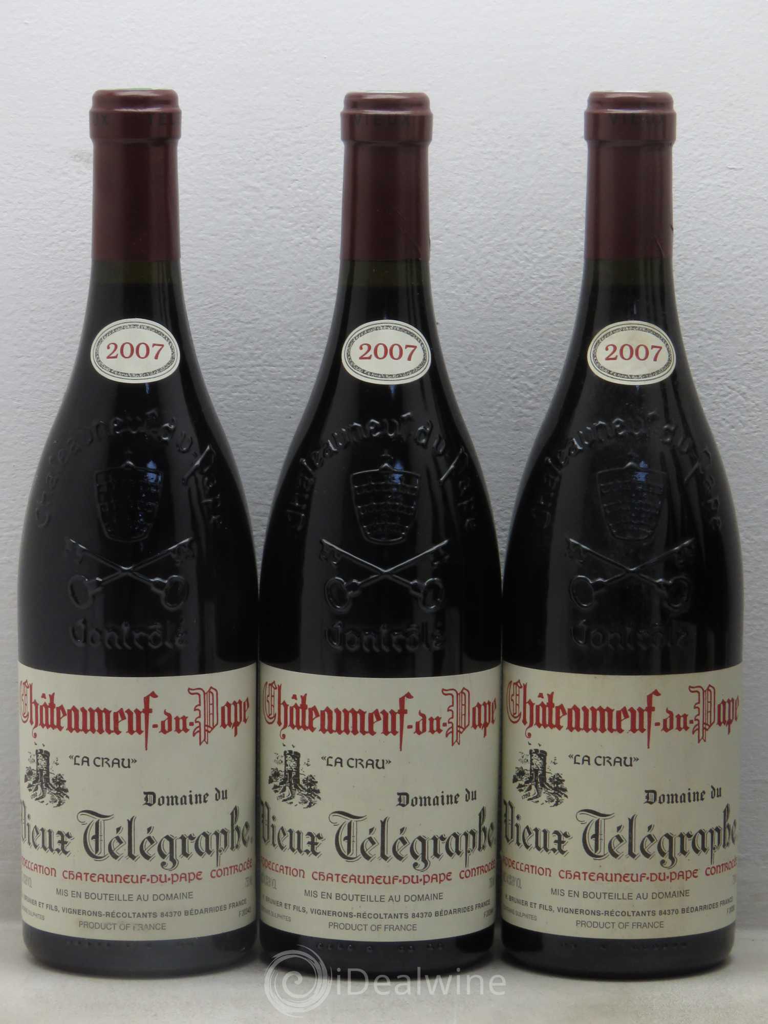 Châteauneuf-du-Pape Vieux Télégraphe (Domaine du) Vignobles Brunier 2007 - Lot de 6 bouteilles - 1