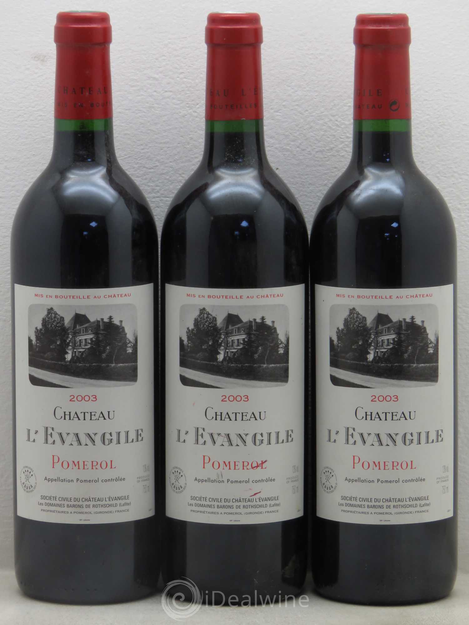Château l' Évangile 2003 - Lot de 3 bouteilles - 0