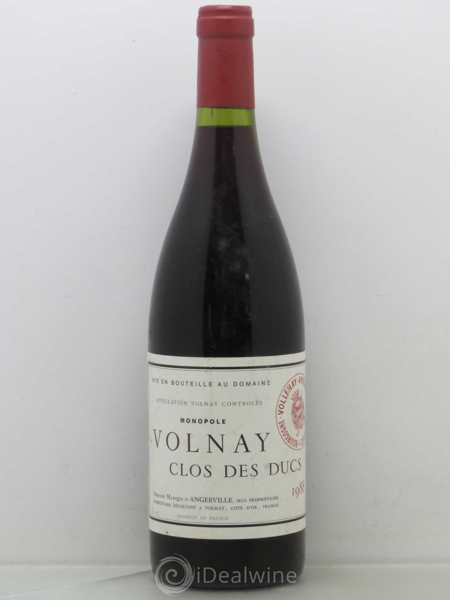 Volnay 1er Cru Clos des Ducs Marquis d'Angerville (Domaine) 1988 - Lotto di 1 bottiglia - 0