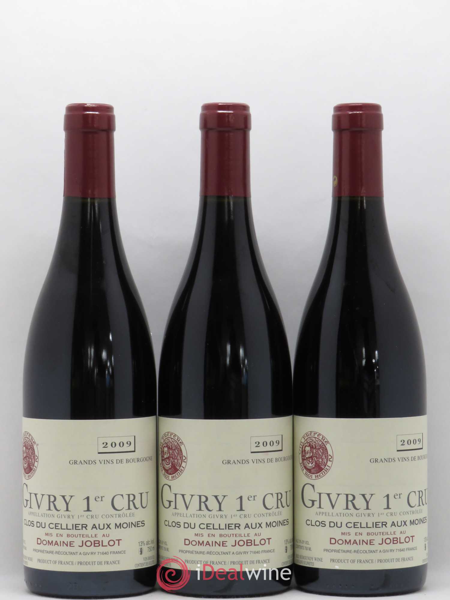 Givry 1er Cru Clos du Cellier aux Moines Joblot (Domaine) 2009 - Lot de 3 bouteilles - 0