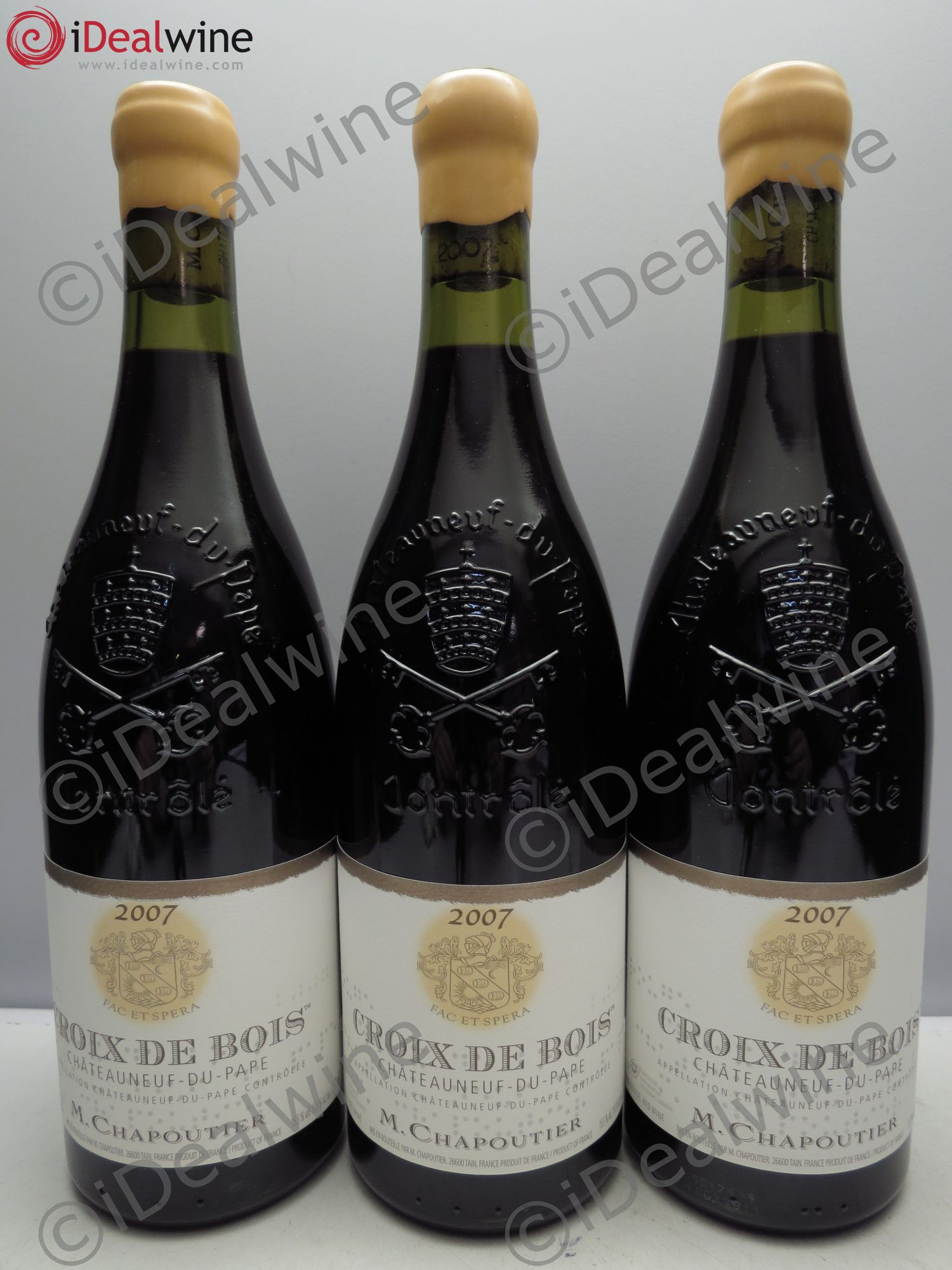 Châteauneuf-du-Pape Croix de Bois Chapoutier 2007 - Lot de 3 bouteilles - 0