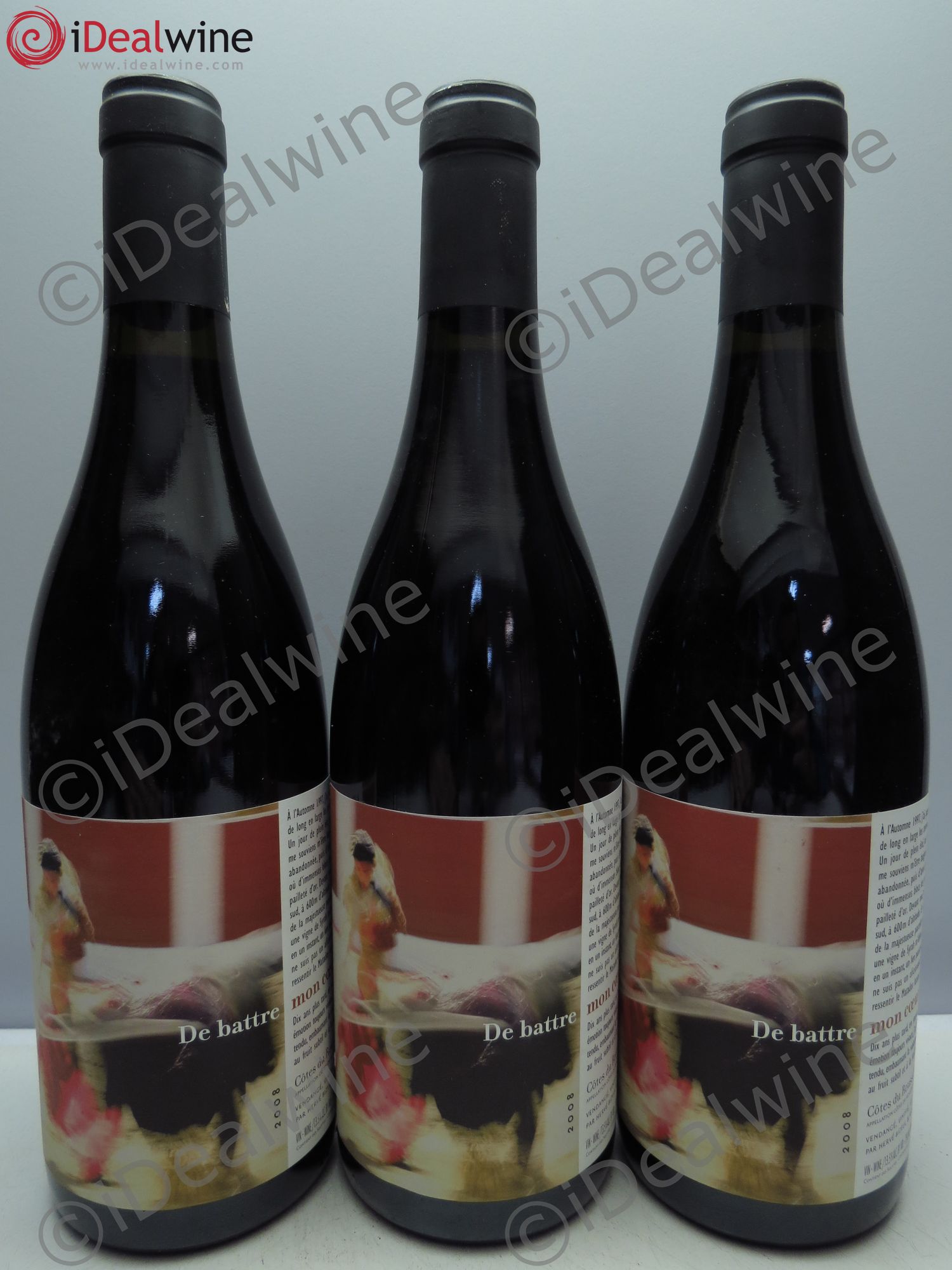 Côtes Catalanes (Anciennement Côtes du Roussillon) Clos des Fées De battre mon coeur s'est arrêté Hervé Bizeul 2008 - Lot de 3 bouteilles - 0