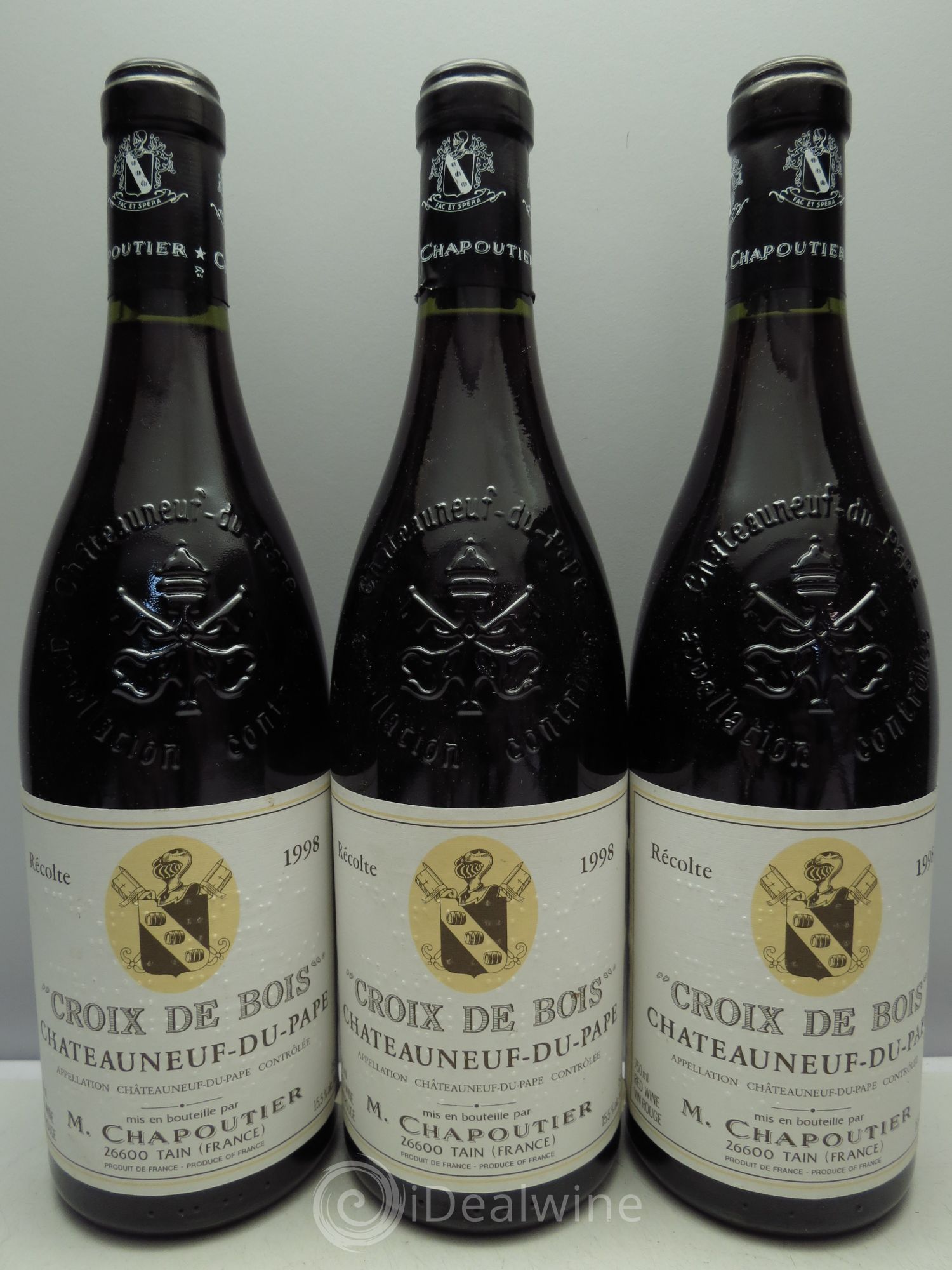 Châteauneuf-du-Pape Croix de Bois Chapoutier 1998 - Lot de 3 bouteilles - 0