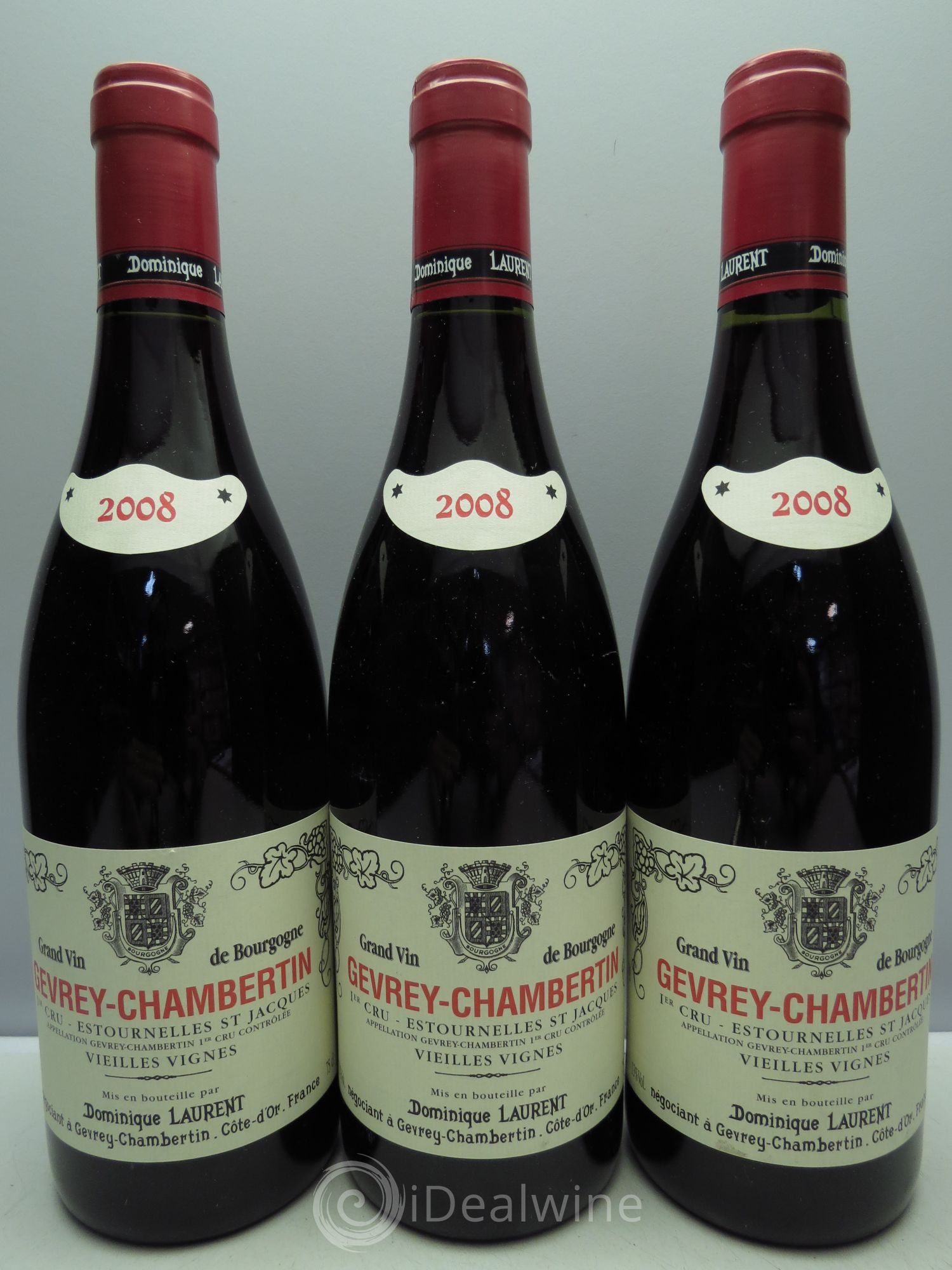 Gevrey-Chambertin 1er Cru D.Laurent Estournelles Saint Jacques Vieilles Vignes 2008 - Posten von 3 Flaschen - 0
