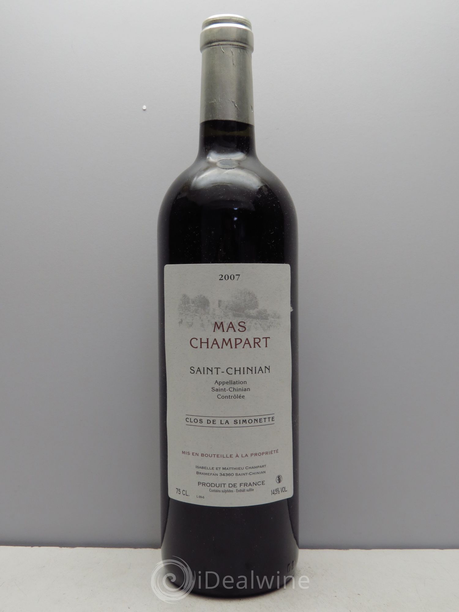 Saint-Chinian Mas Champart Clos de La Simonette Isabelle et Mathieu Champart 2007 - Lot de 1 bouteille - 0