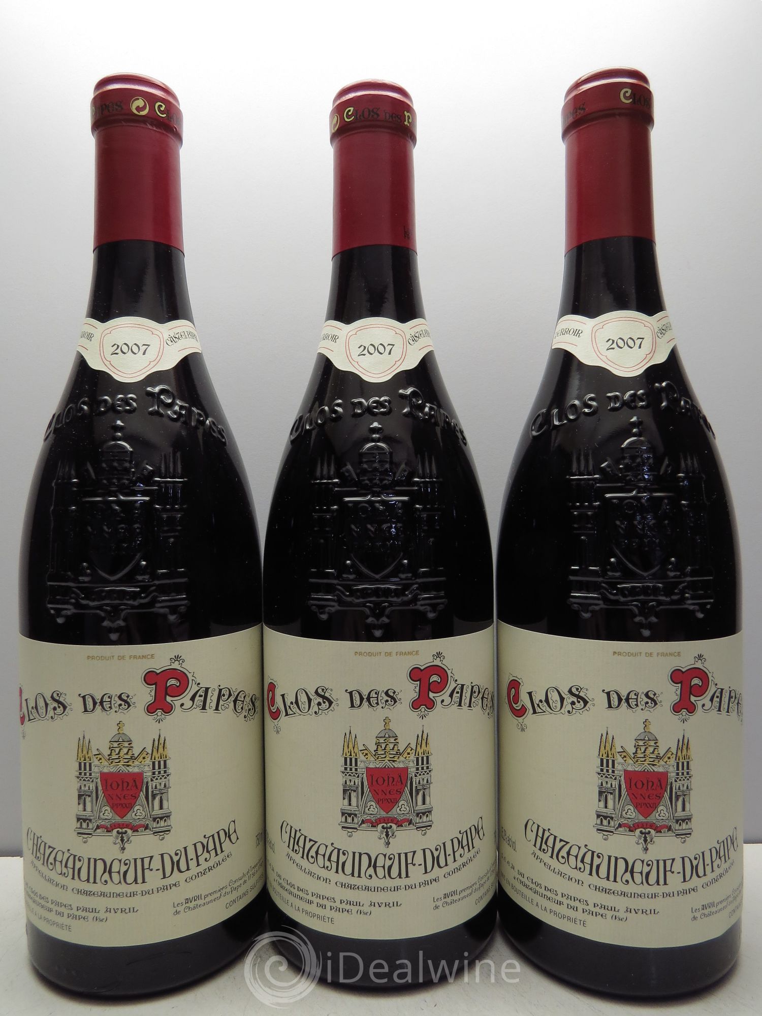 Châteauneuf-du-Pape Clos des Papes - Paul Avril 2007 - Lot de 3 bouteilles - 0