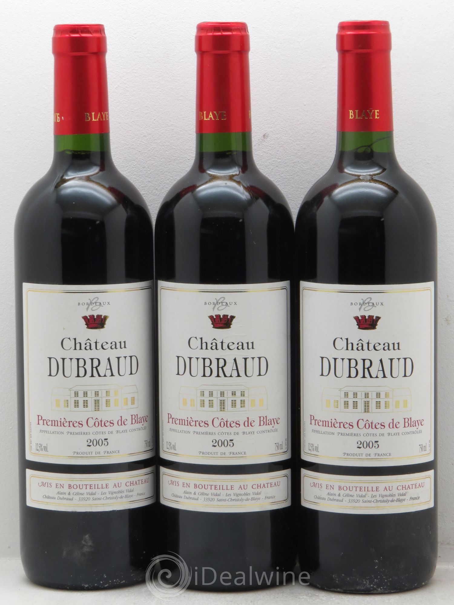 Premières-Côtes-de-Blaye (Blaye-Côtes-de-Bordeaux) Château Dubraud 2005 - Lot de 3 bouteilles - 0