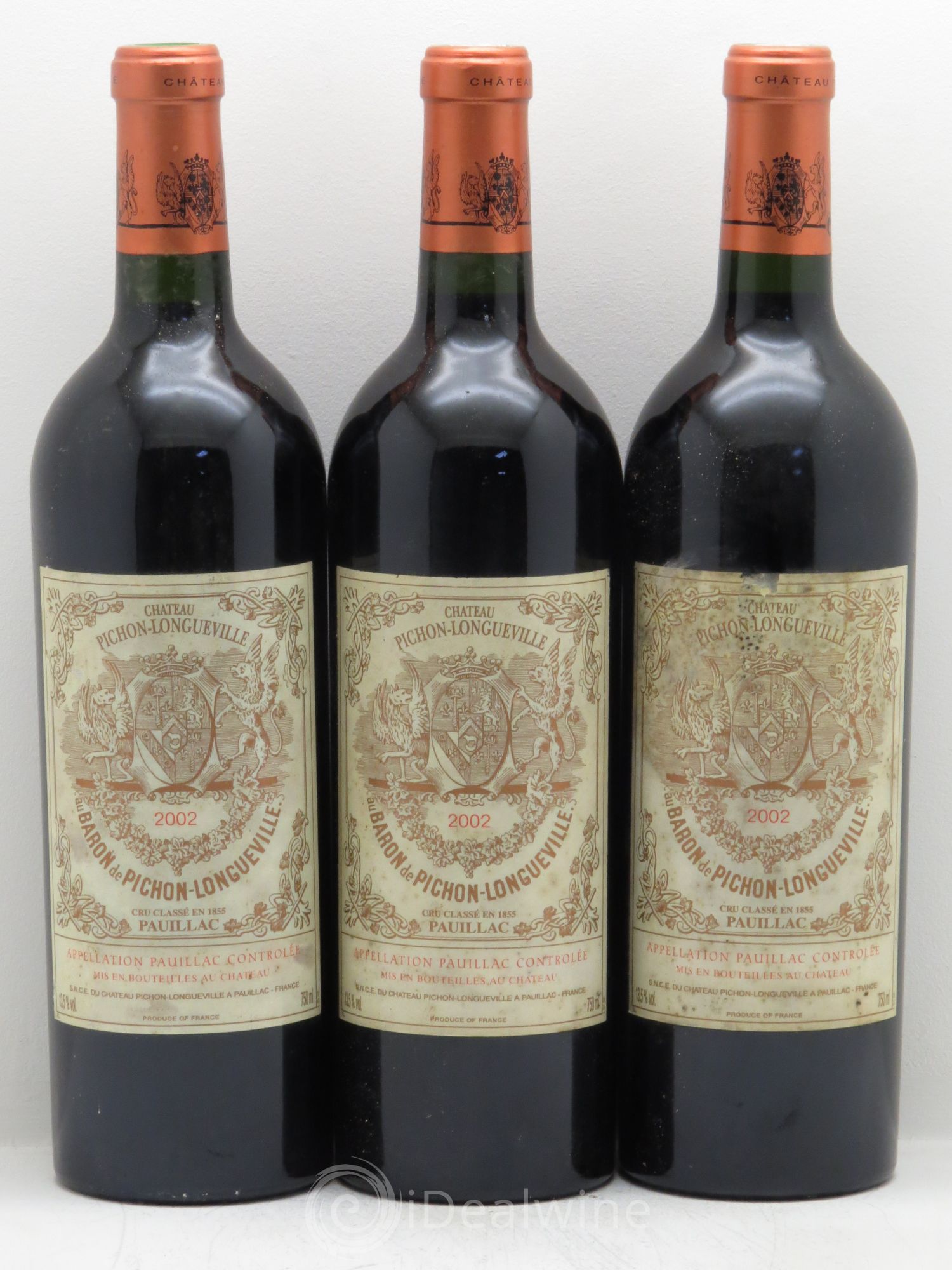 Pichon Longueville Baron 2ème Grand Cru Classé 2002 - Lot de 3 bouteilles - 0