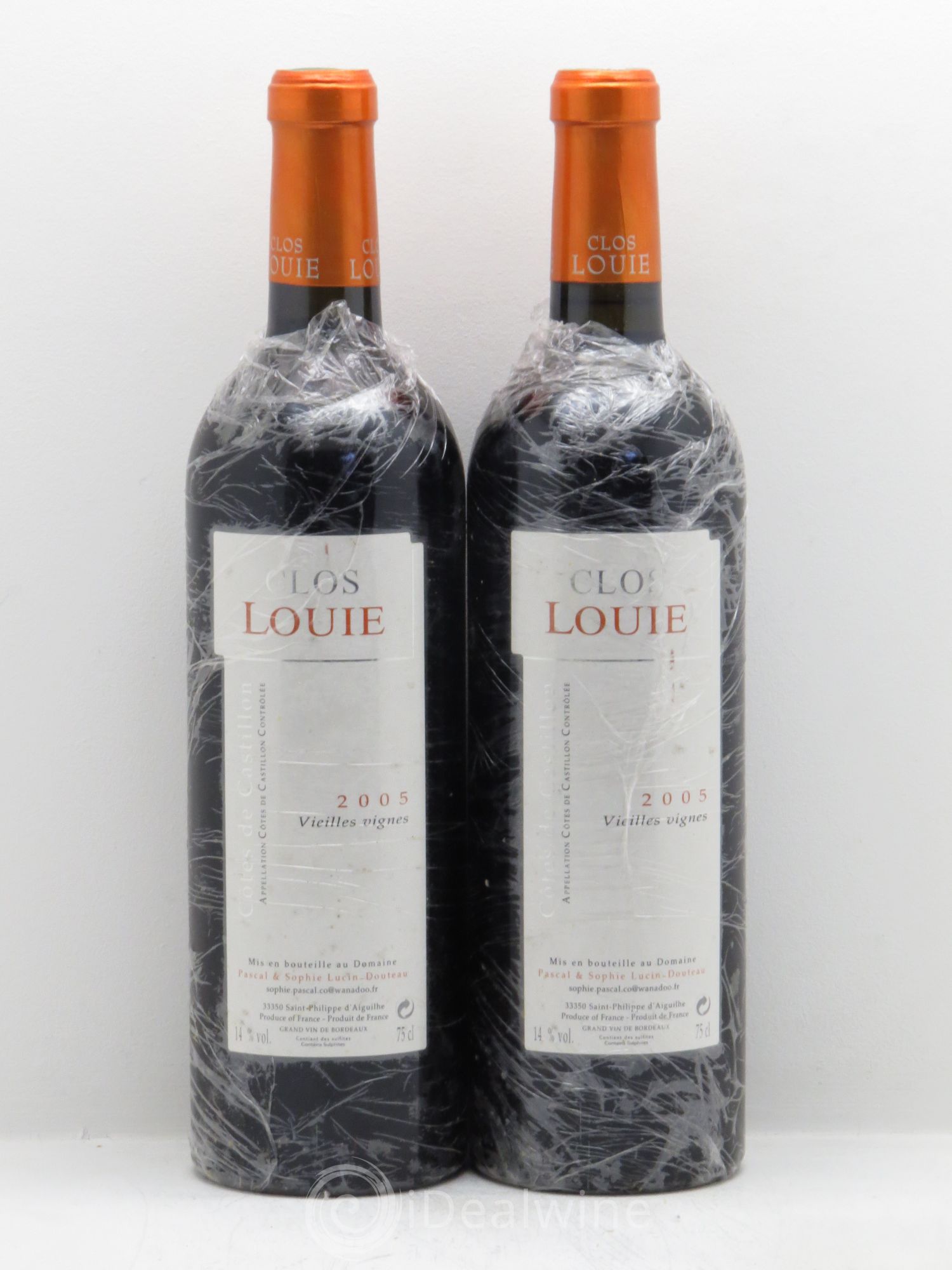 Castillon-Côtes-de-Bordeaux (Côtes-de-Castillon) Clos Louie Vieilles Vignes 2005 - Posten von 2 Flaschen - 0