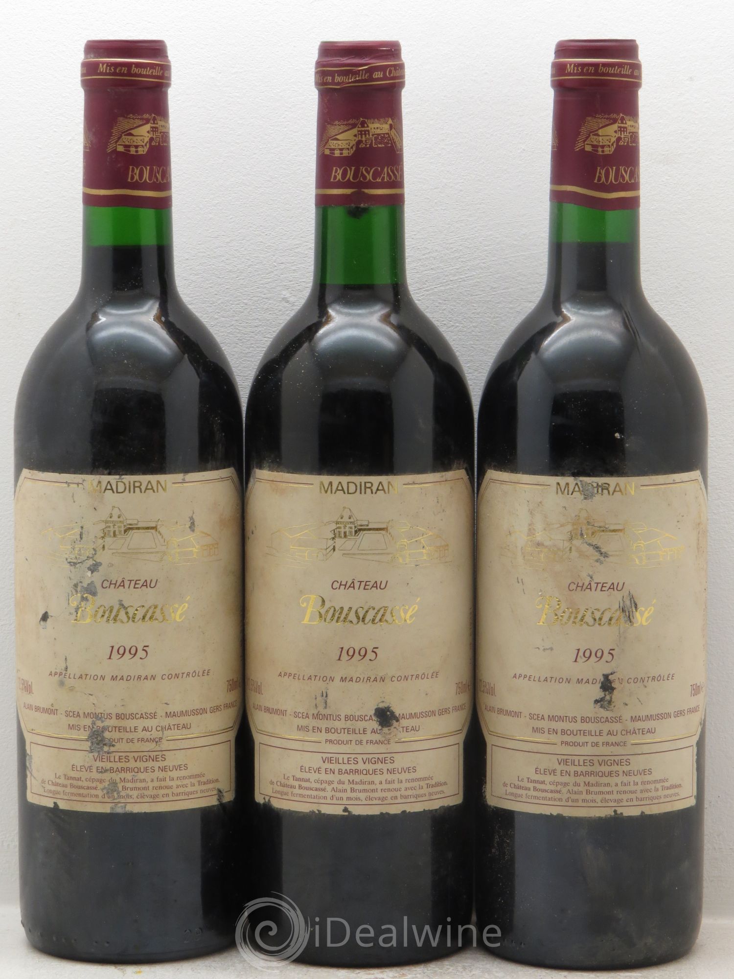 Madiran Vieilles Vignes Château Bouscassé - Alain Brumont 1995 - Lot de 3 bouteilles - 0