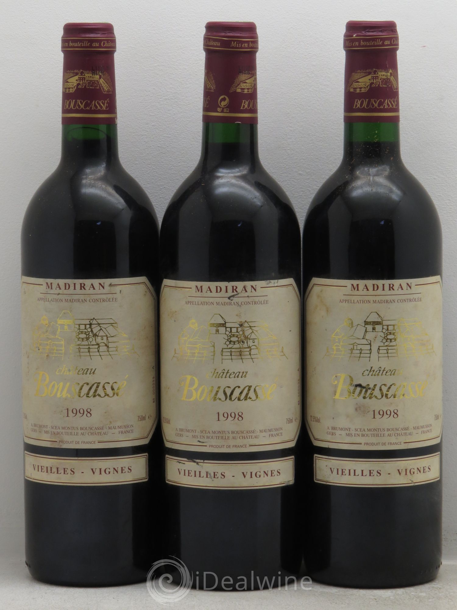 Madiran Vieilles Vignes Château Bouscassé - Alain Brumont 1998 - Lot de 3 bouteilles - 0