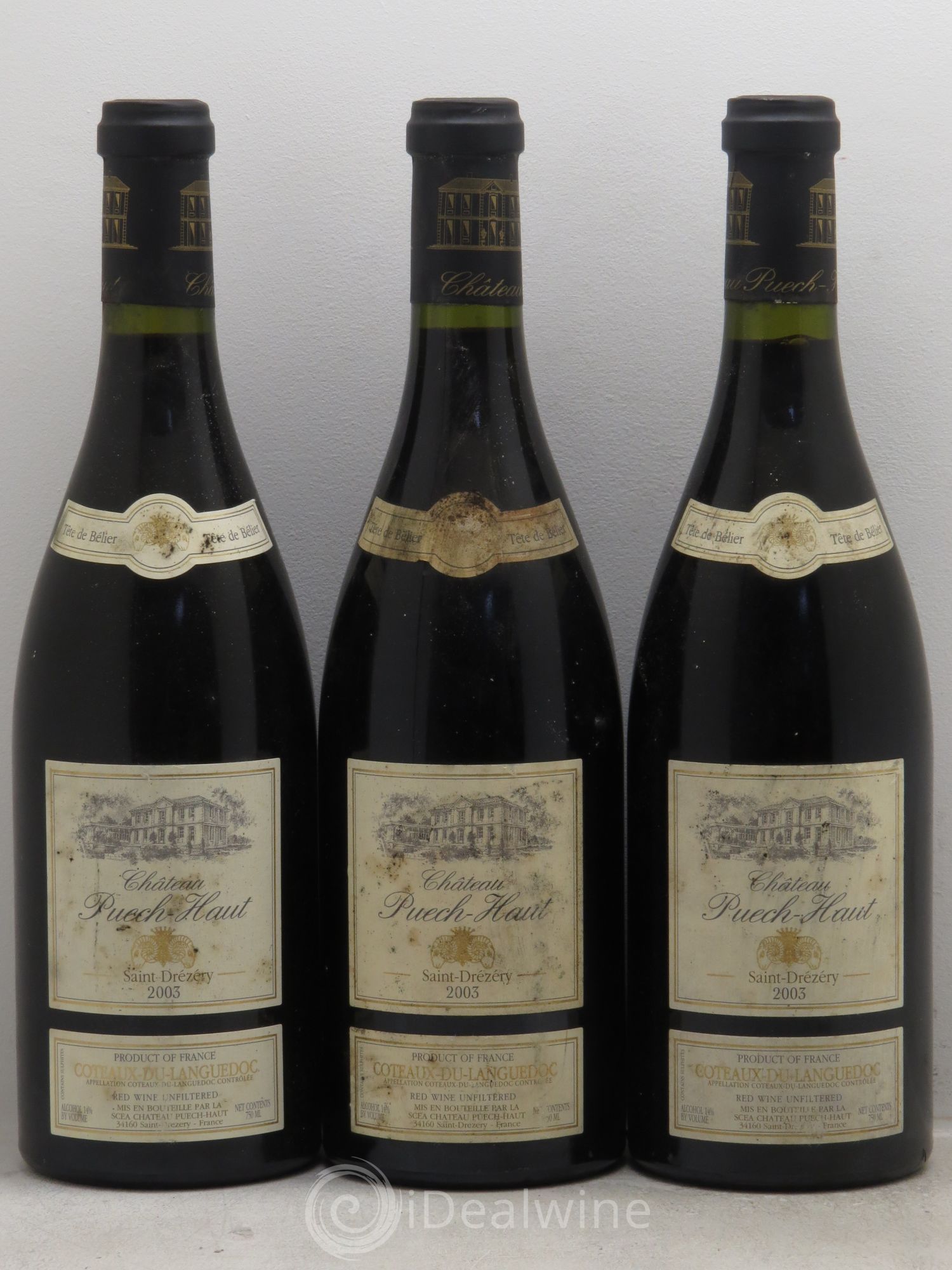 Coteaux du Languedoc Château Puech Haut Cuvée Tête de Bélier 2003 - Posten von 3 Flaschen - 0