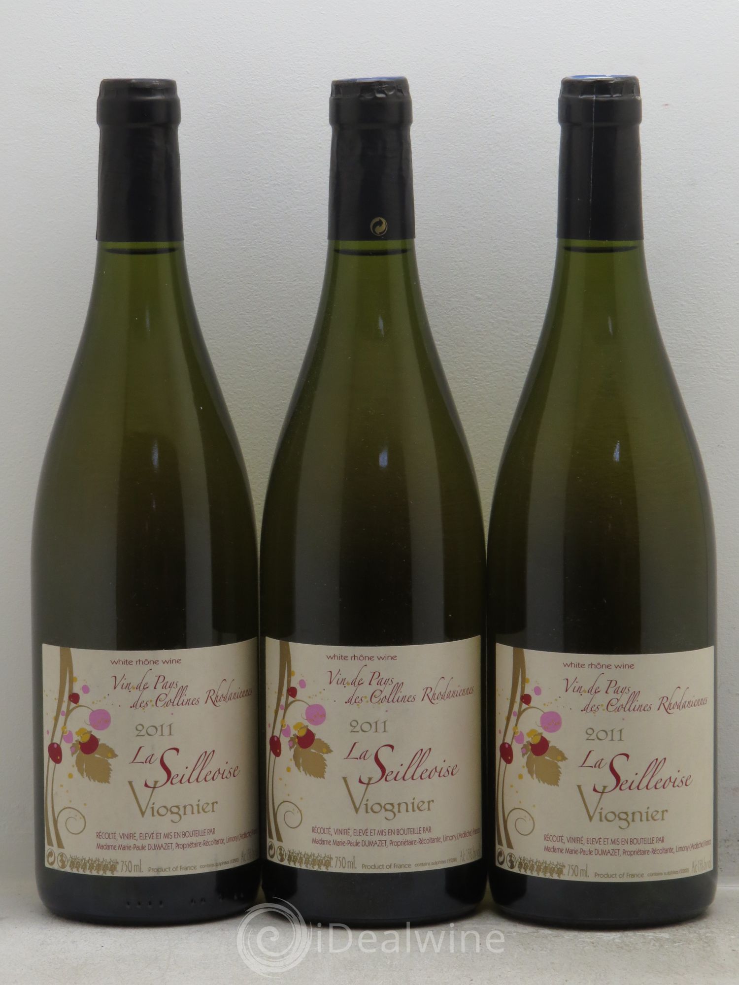 Rhône Domaine Dumazet Viognier Cuvée la Seilleoise 2011 - Posten von 3 Flaschen - 0