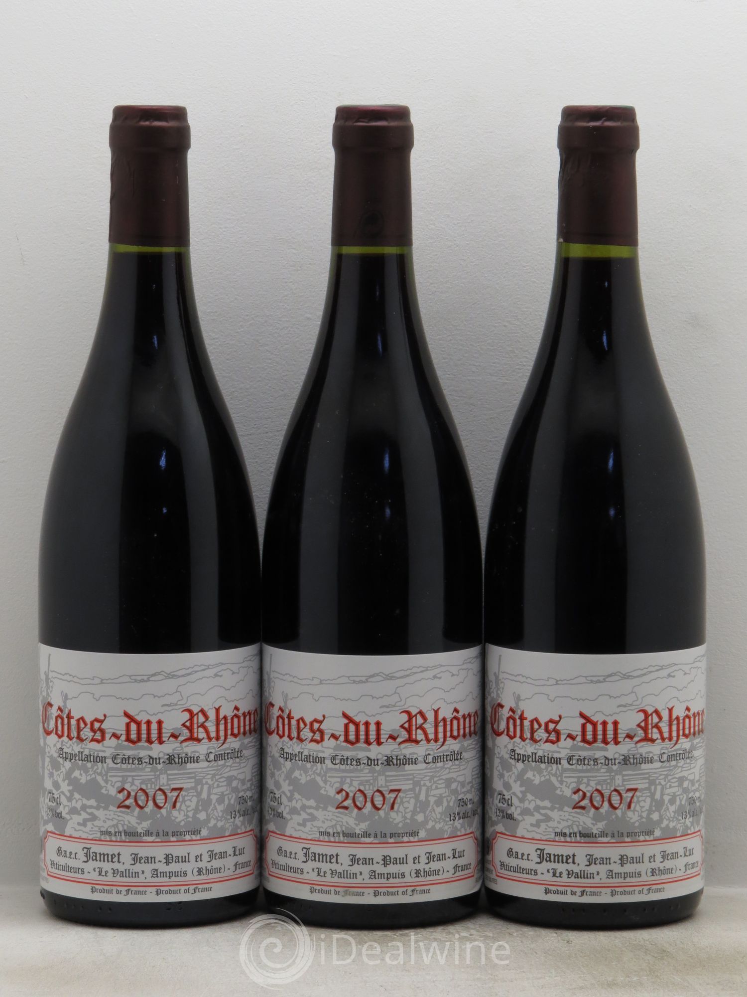 Côtes-du-Rhône Domaine Jamet 2007 - Lot de 3 bouteilles - 0