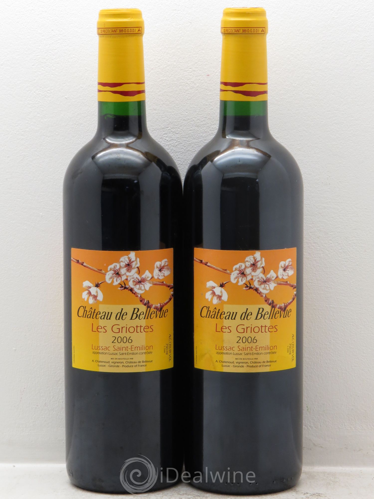 Bordeaux Château Bellevue Les Griottes Lussac saint Emilion (bio) (sans prix de réserve) 2006 - Posten von 2 Flaschen - 0