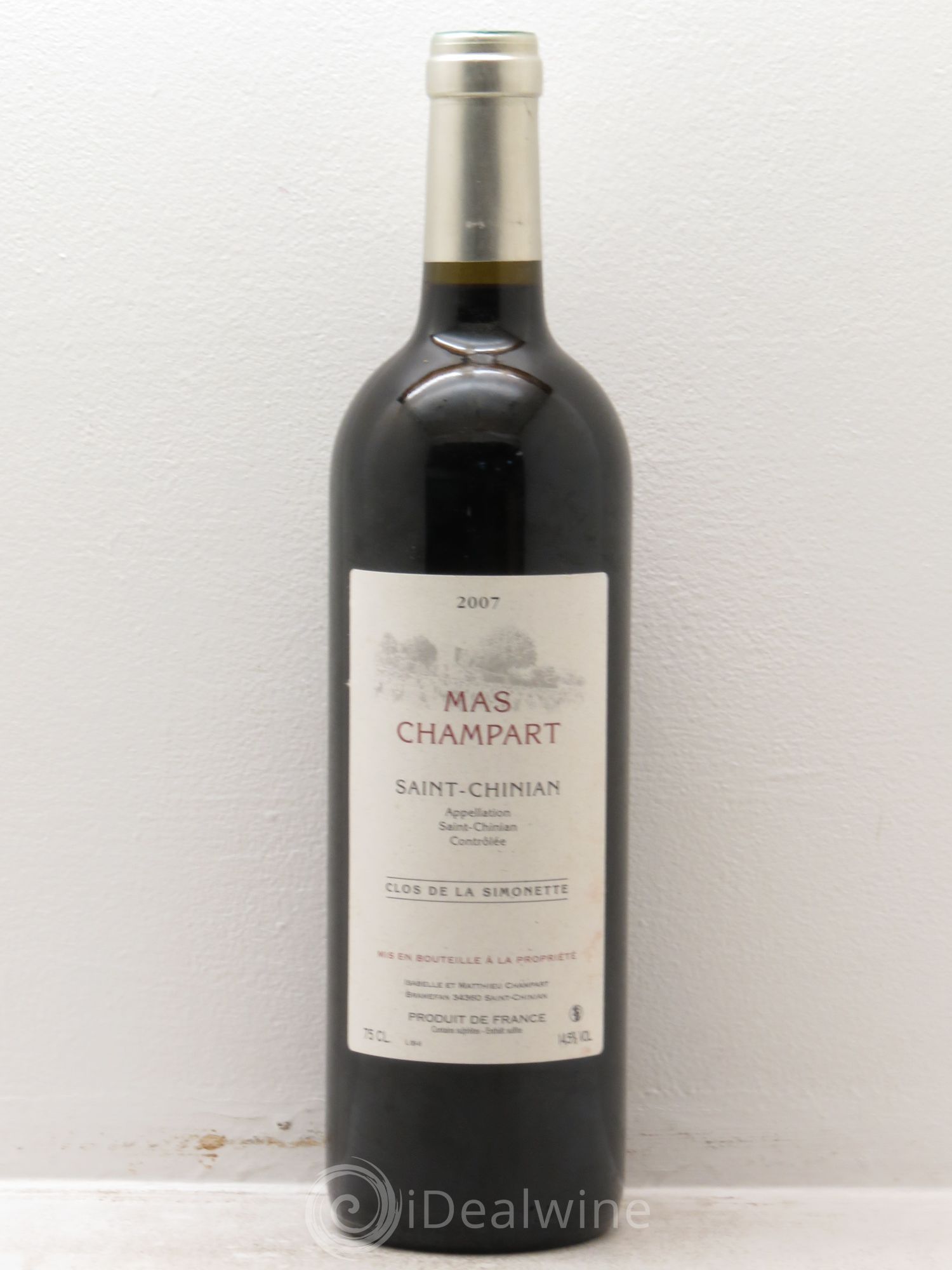 Saint-Chinian Mas Champart Clos de La Simonette Isabelle et Mathieu Champart 2007 - Lot de 1 bouteille - 0