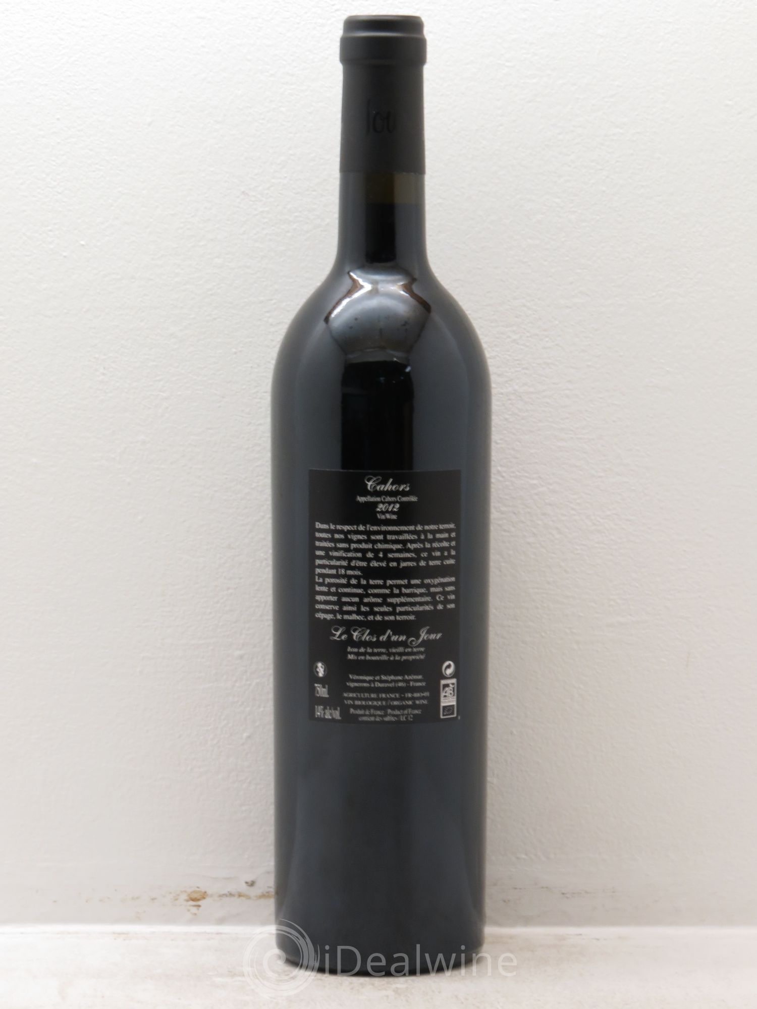 Cahors Un jour sur Terre Jarre Le Clos d'un jour 2012 - Posten von 1 Flasche - 1