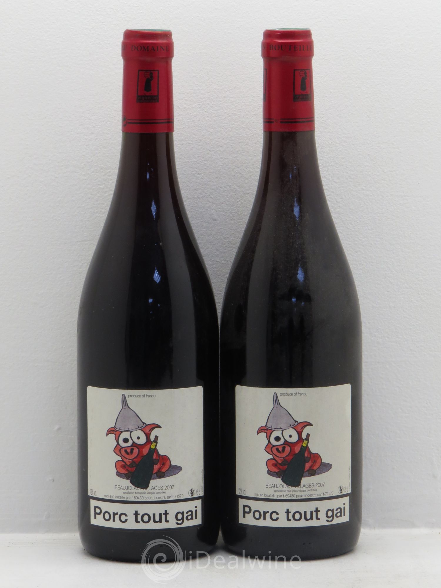 Beaujolais Domaine de l'ancestra Porc tout gai (sans prix de réserve) 2007 - Posten von 2 Flaschen - 0