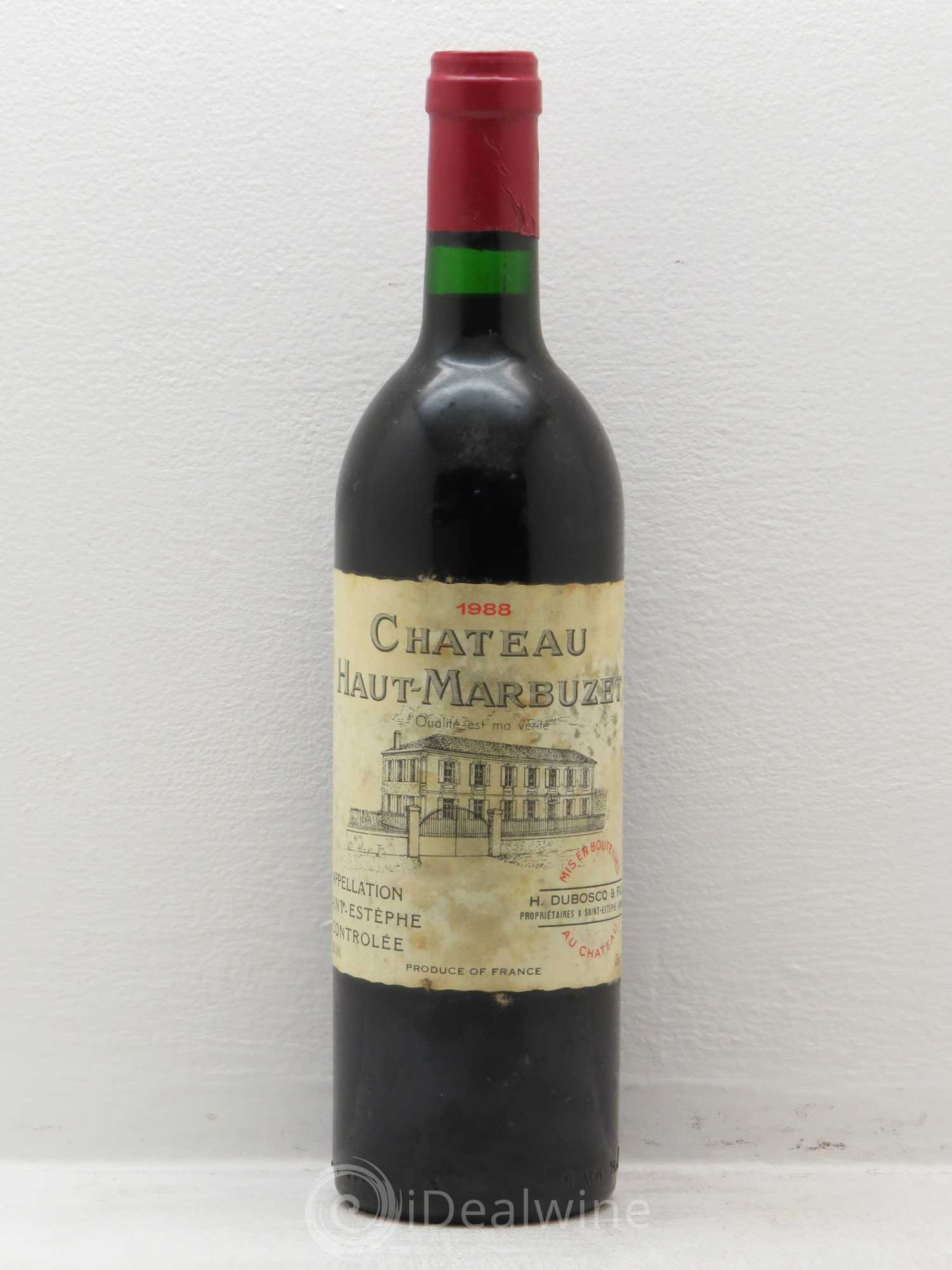 Château Haut Marbuzet 1988 - Lot de 1 bouteille - 0