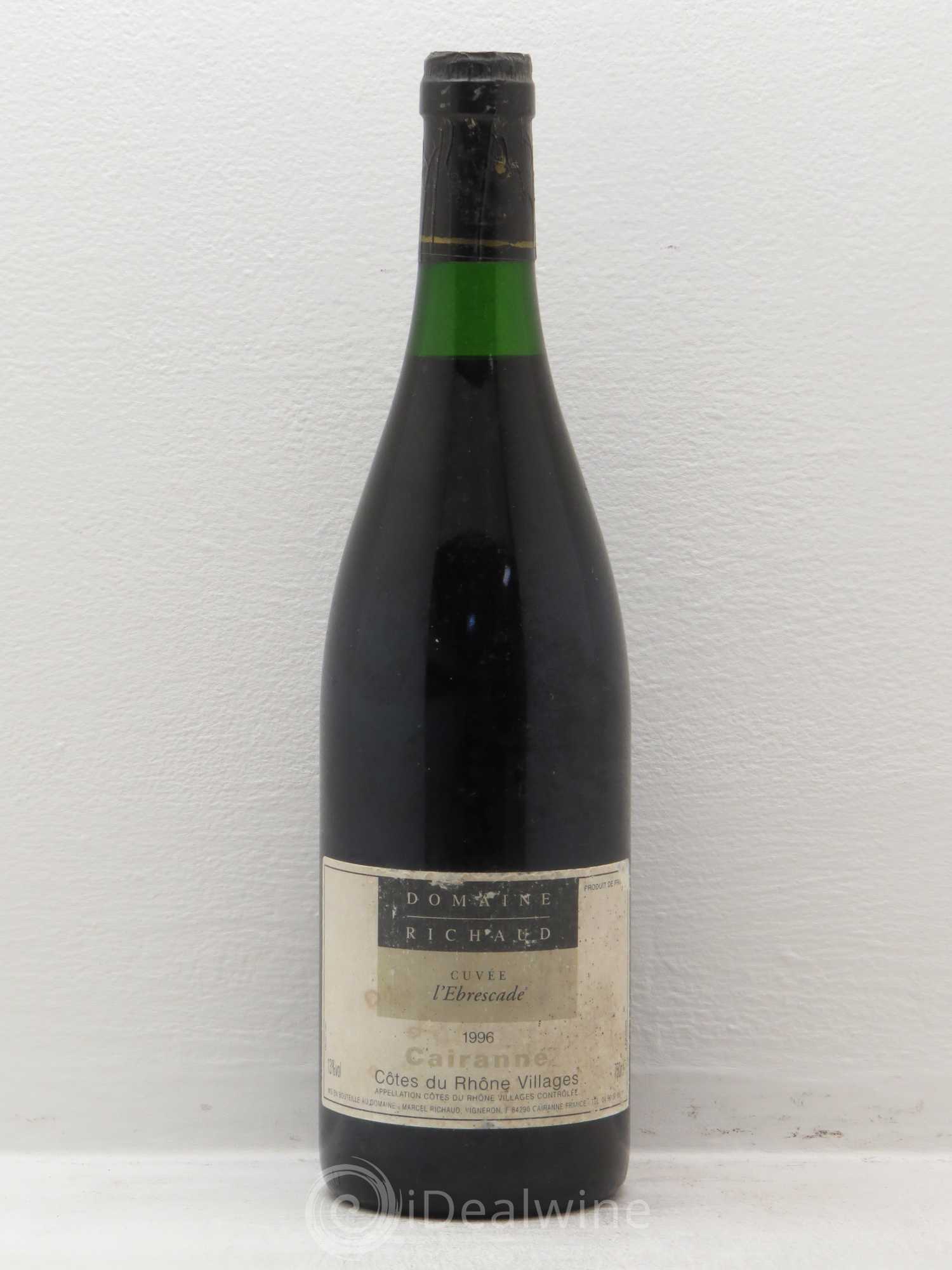 Cairanne Marcel Richaud l'Ebrescade 1996 - Lot de 1 bouteille - 0
