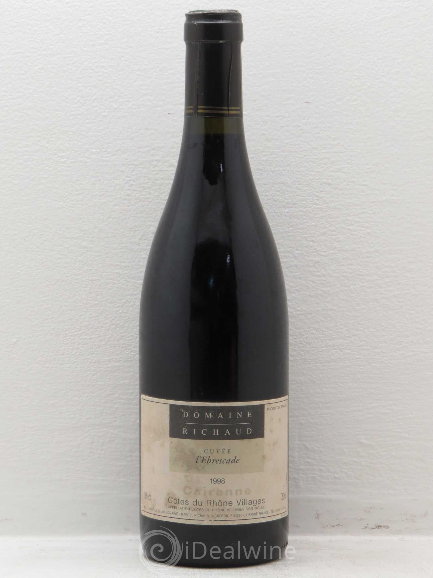 Cairanne Marcel Richaud l'Ebrescade 1998 - Lot de 1 bouteille - 0