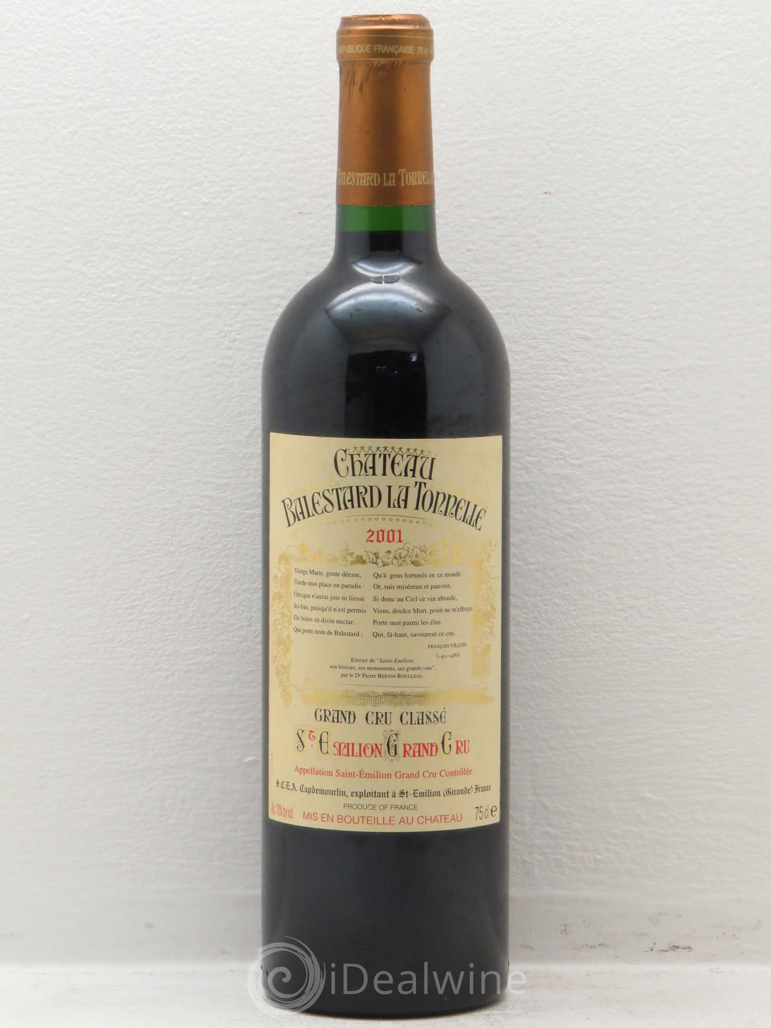 Château Balestard la Tonnelle Grand Cru Classé (sans prix de réserve) 2001 - Lot de 1 bouteille - 0