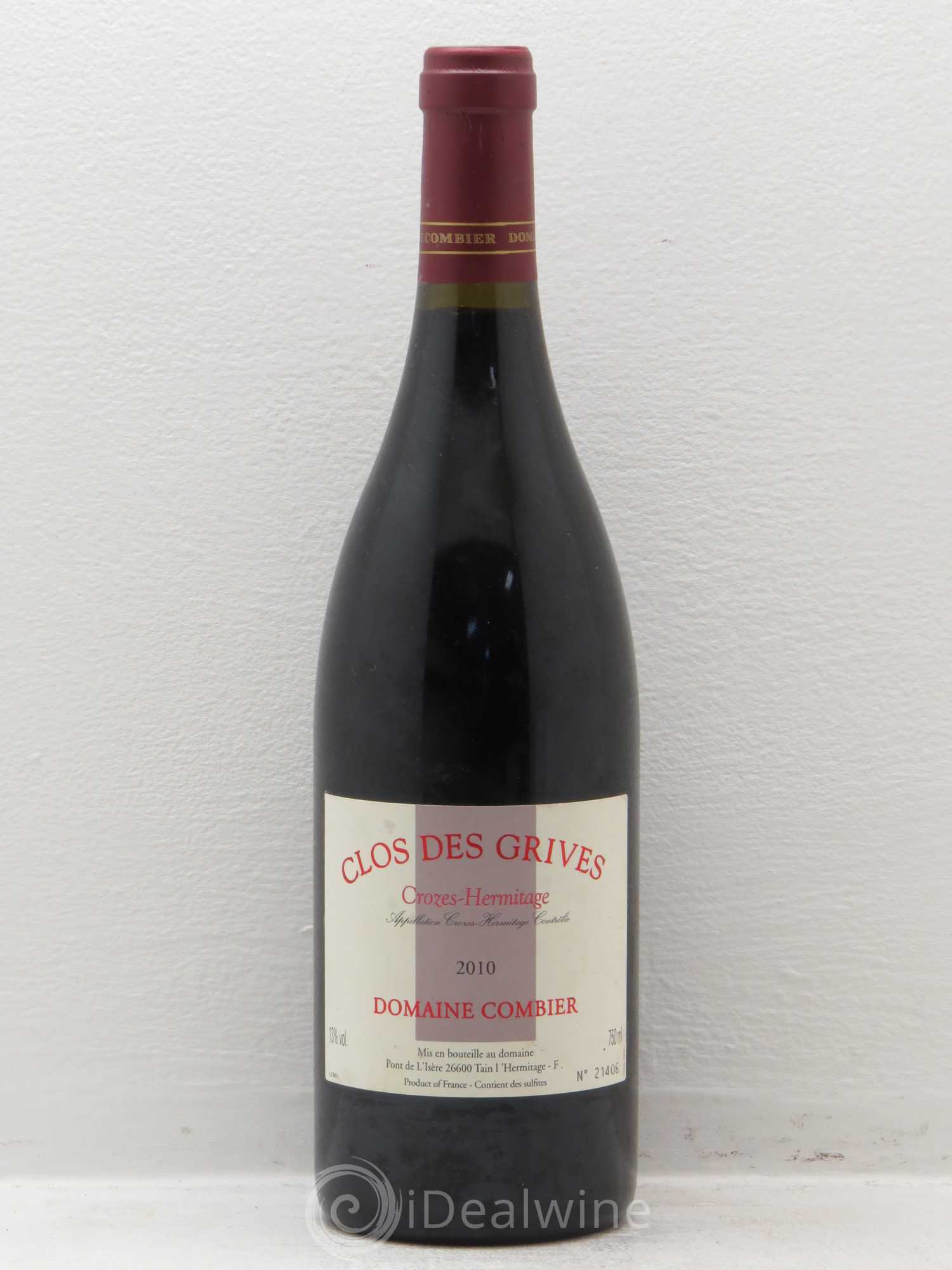 Crozes-Hermitage Clos des Grives Combier 2010 - Lot de 1 bouteille - 0