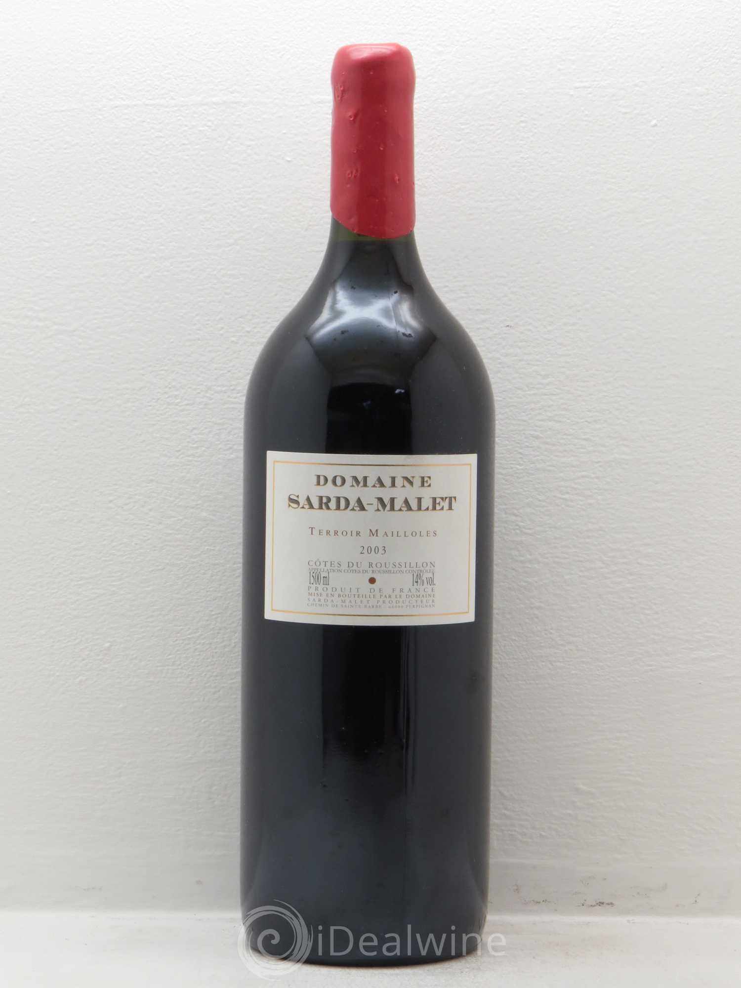 Côtes du Roussillon Domaine Sarda-Malet Terroir de Mailloles Jérôme Malet 2003 - Lot de 1 magnum - 0