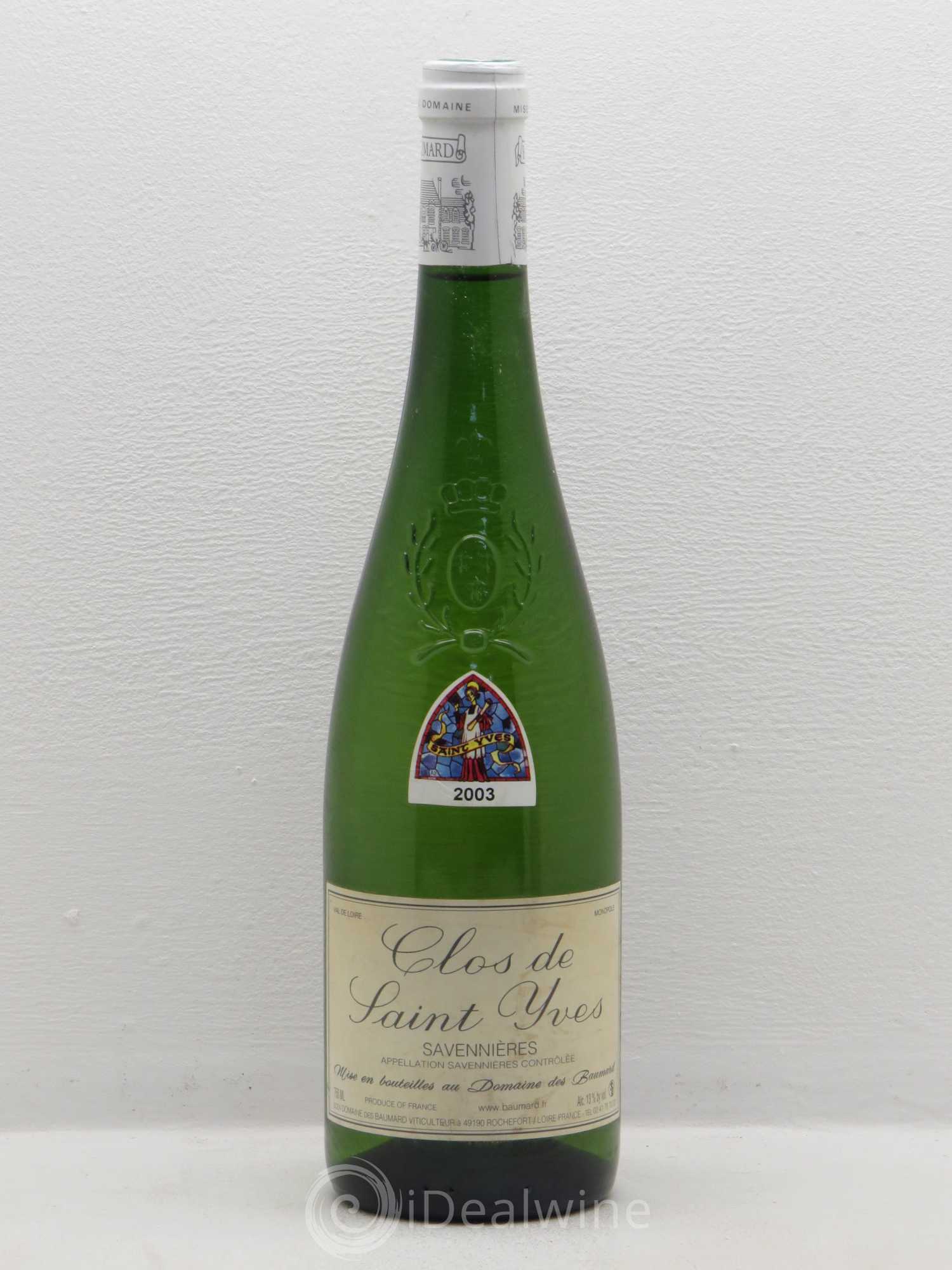 Savennières Clos de Saint-Yves domaine des Baumard 2003 - Posten von 1 Flasche - 0