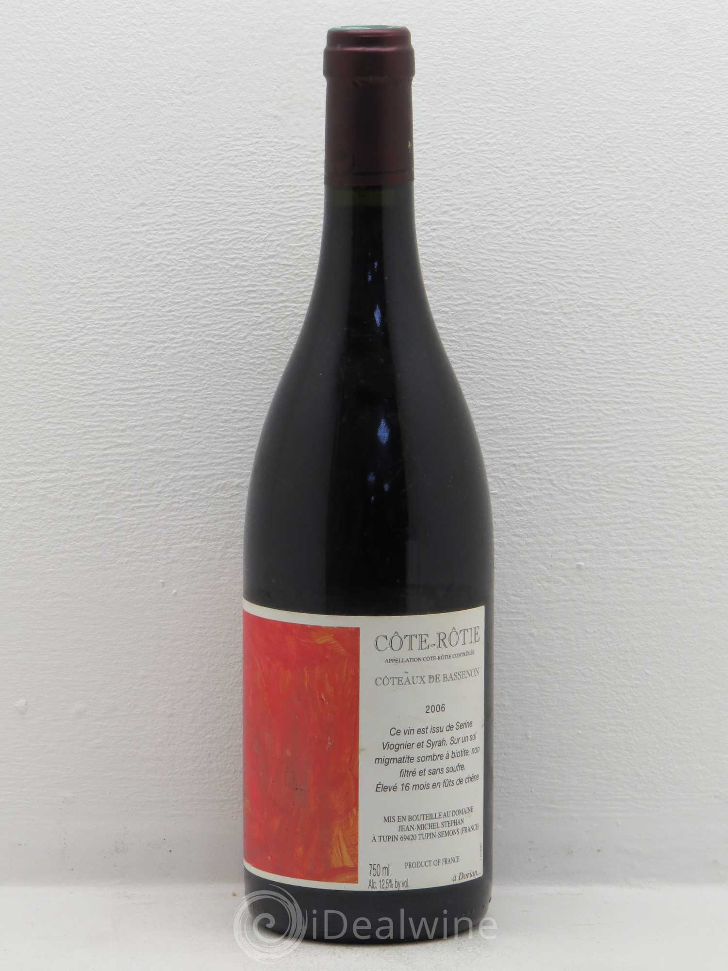 Côte-Rôtie Coteaux de Bassenon Jean-Michel Stephan 2006 - Lot de 1 bouteille - 0