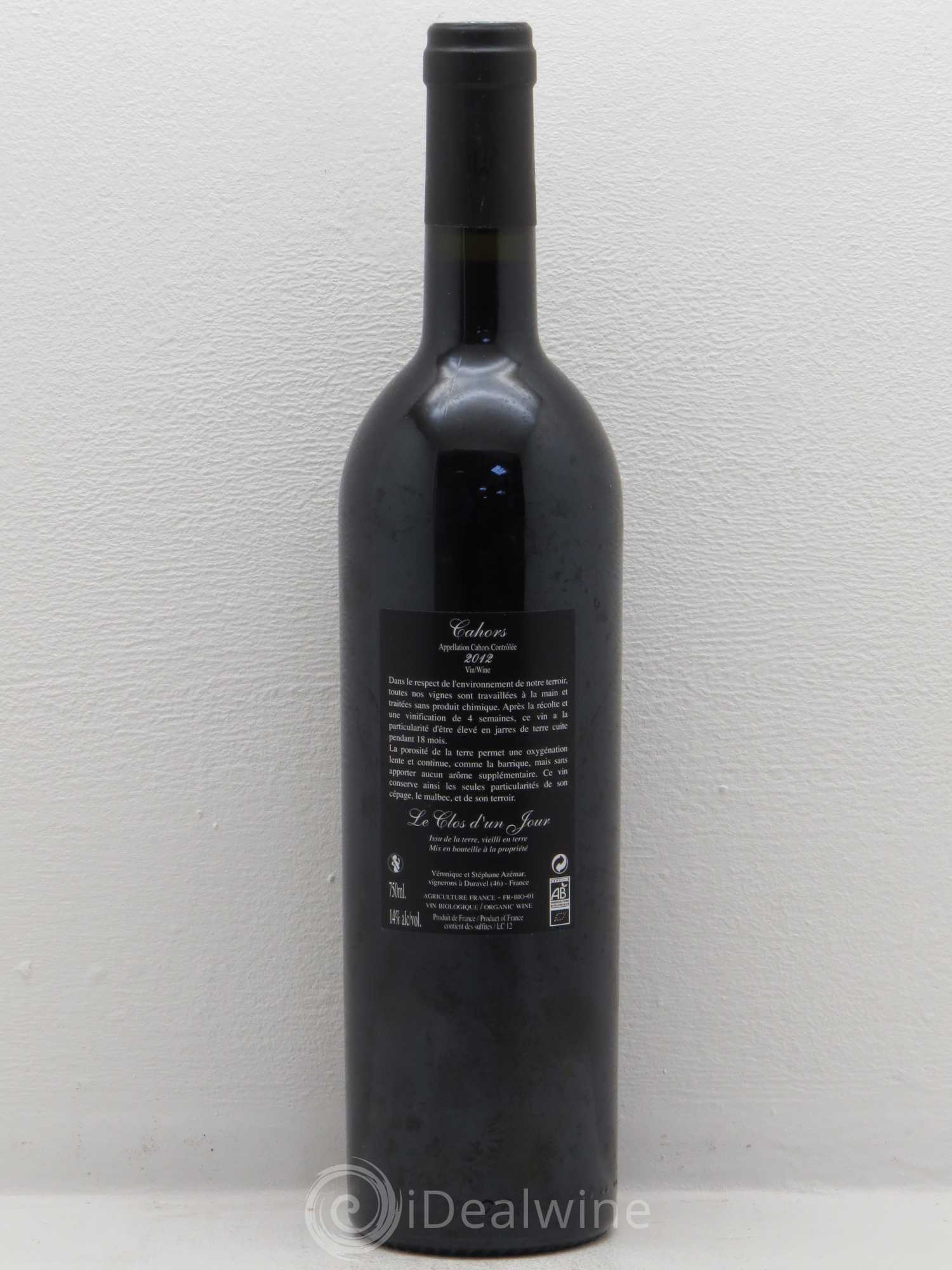 Cahors Un jour sur terre Le Clos d'un Jour 2012 - Posten von 1 Flasche - 1
