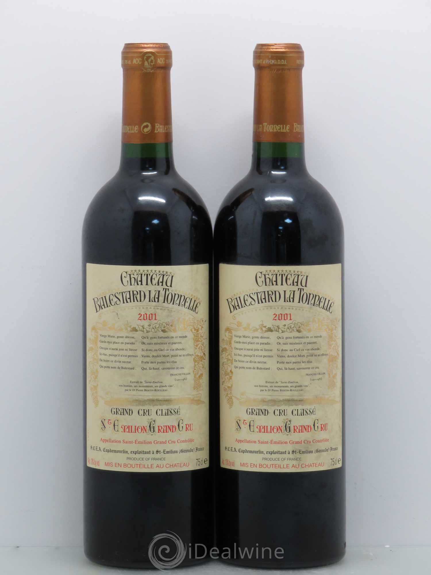 Château Balestard la Tonnelle Grand Cru Classé 2001 - Lot de 2 bouteilles - 0